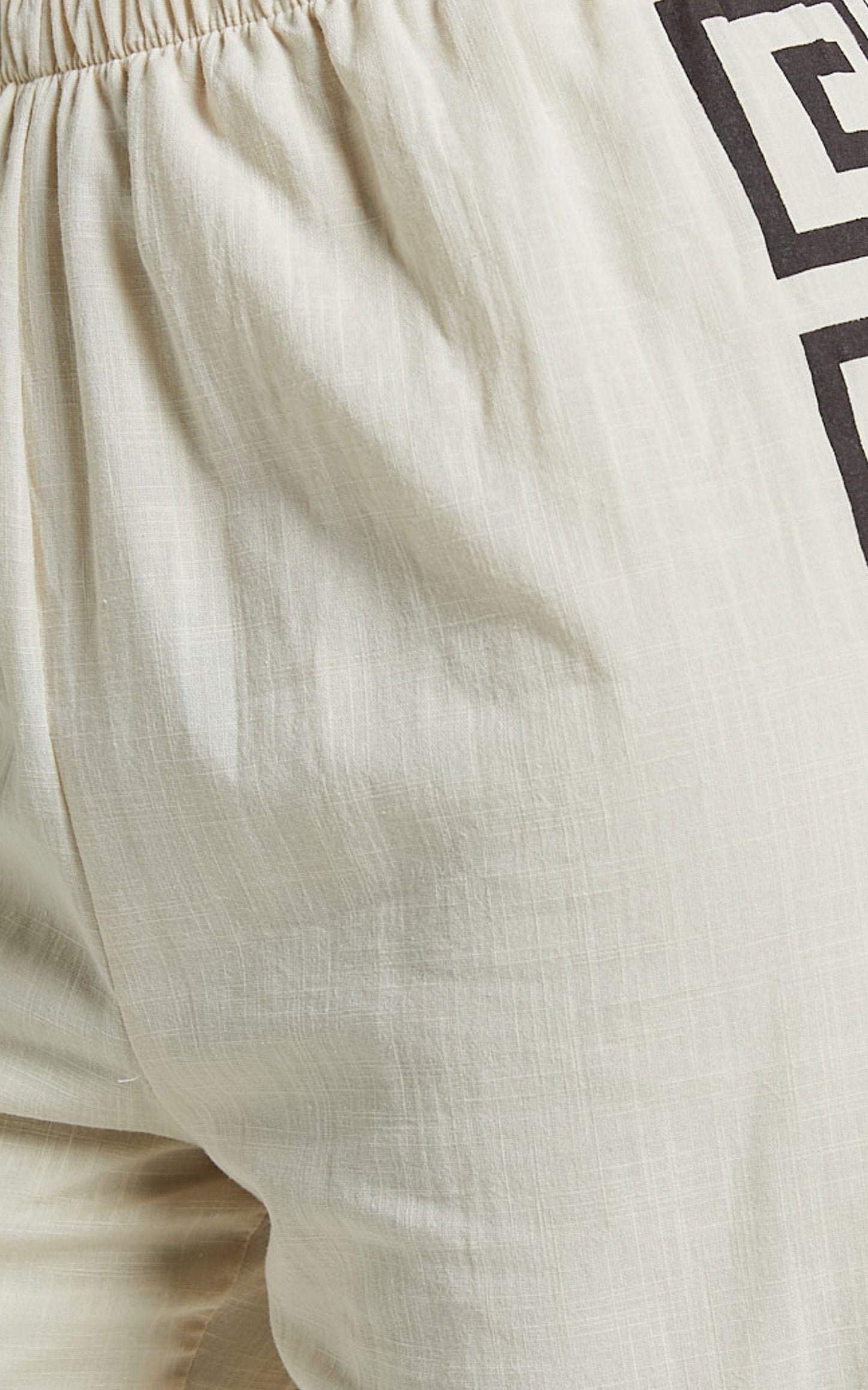 Marie Pants - Elasticated Linen Pants in Beige Geo