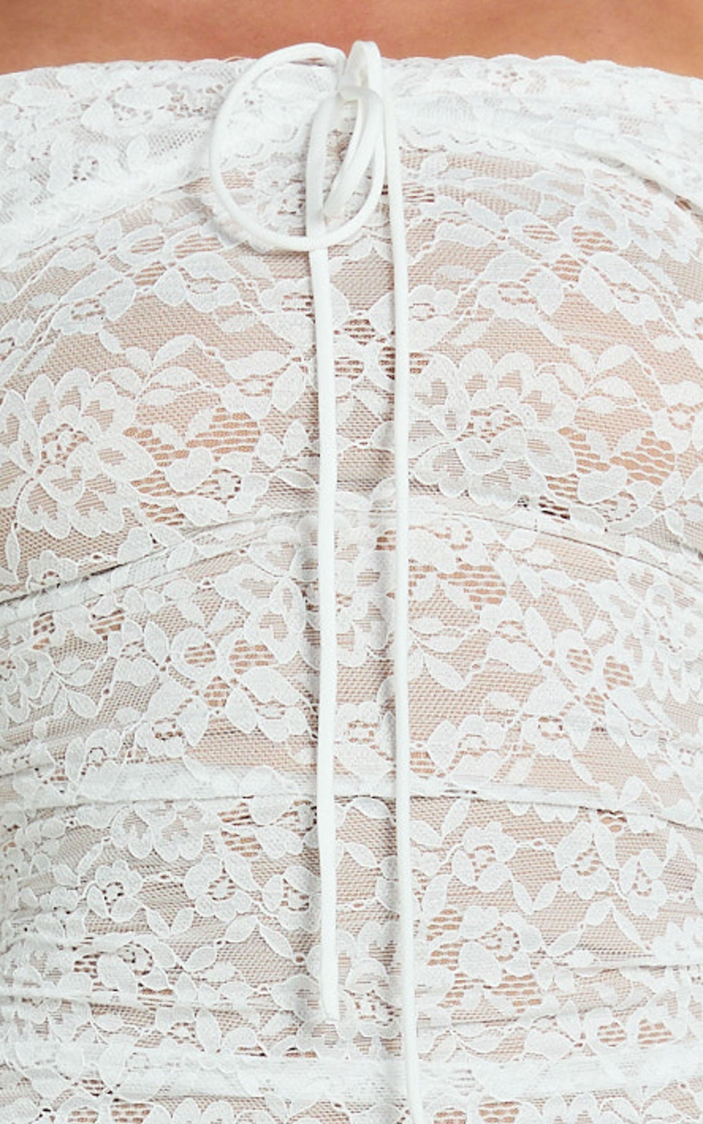 Marielle Mini Dress - Lace Off Shoulder Bodycon Dress in Ivory