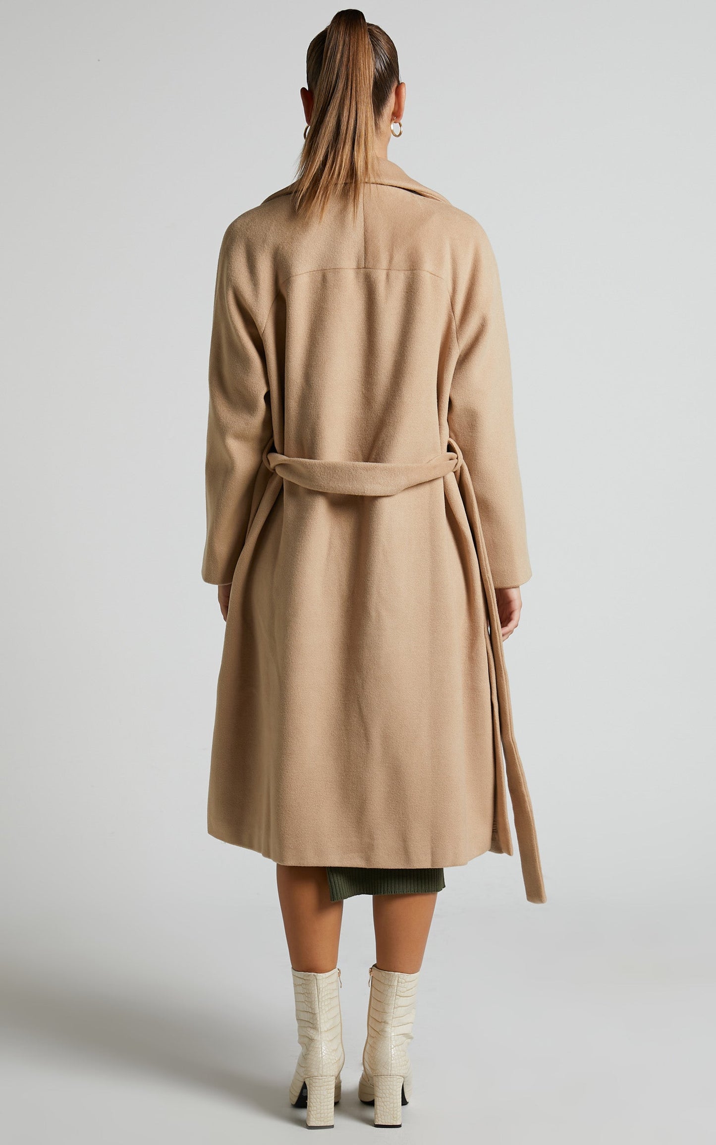 Mariles Coat - Belted Wrap Coat in Camel