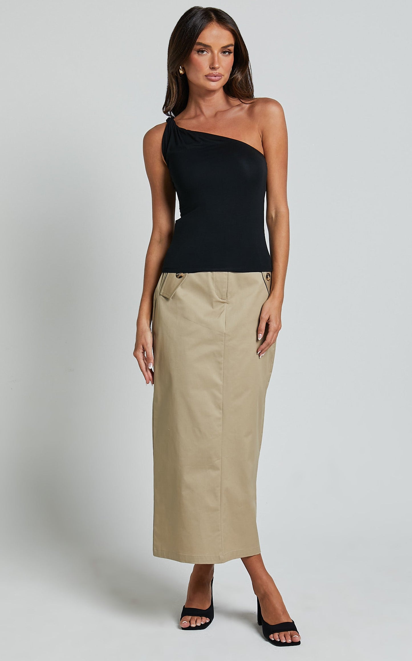 Marinette Top - Twisted One Shoulder Top in Black