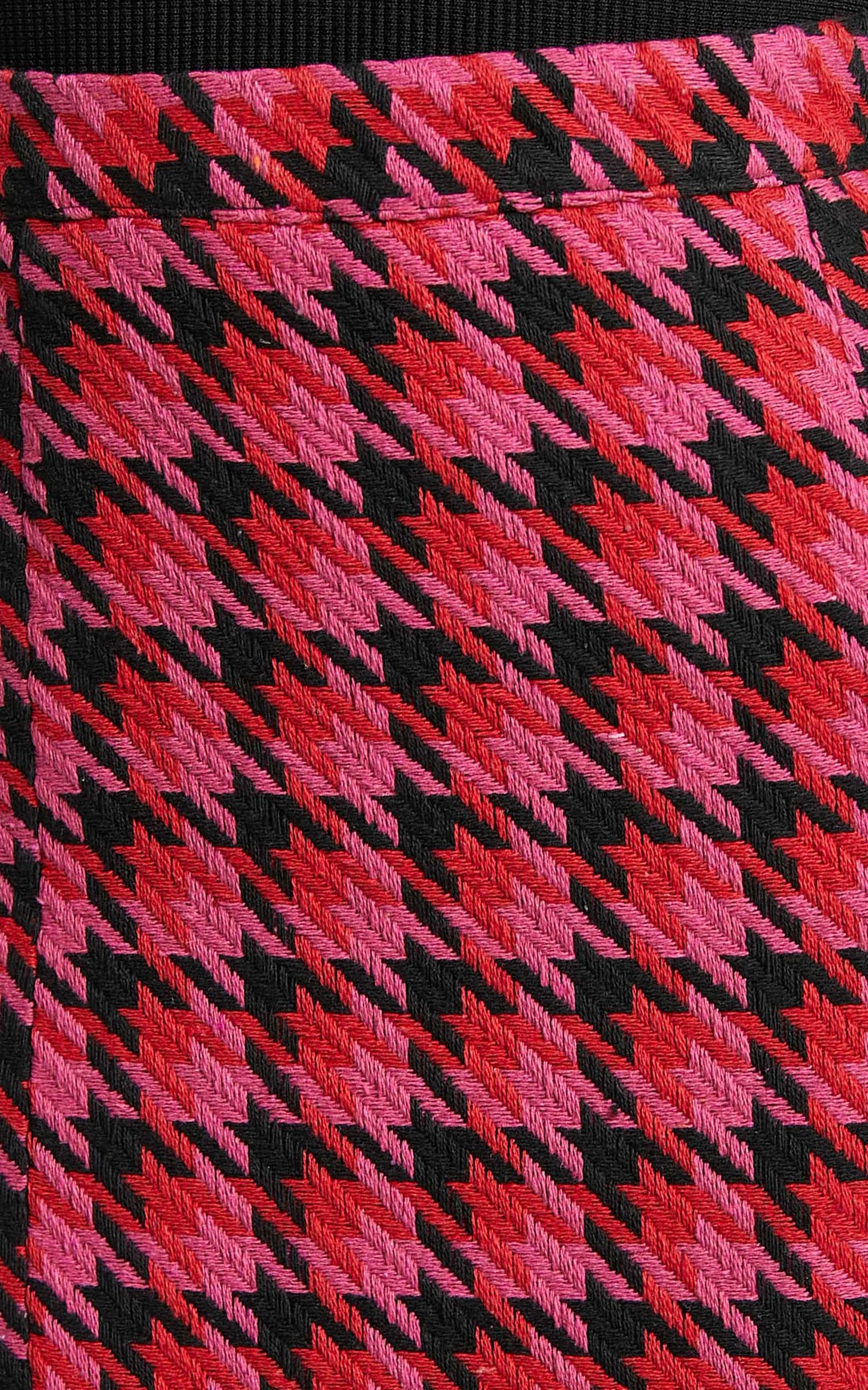 Marjoe Mini Skirt - A Line High Waist Textured Skirt in Pink and Black Check