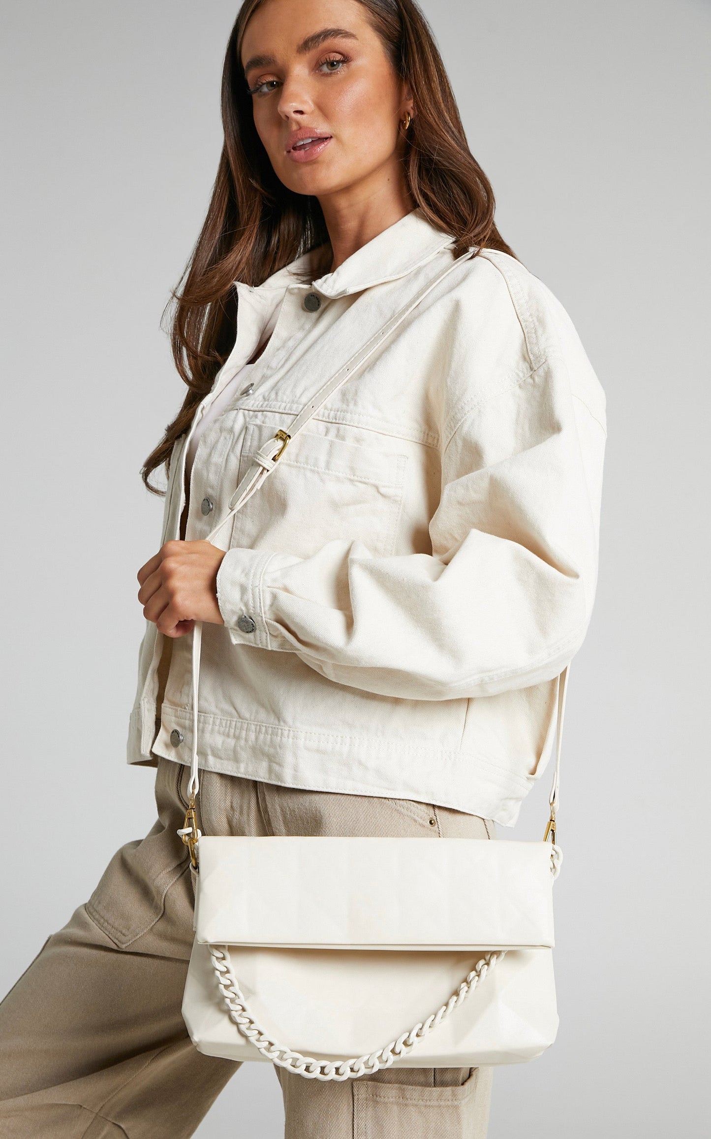 Marthena Chain Crossbody Bag in White