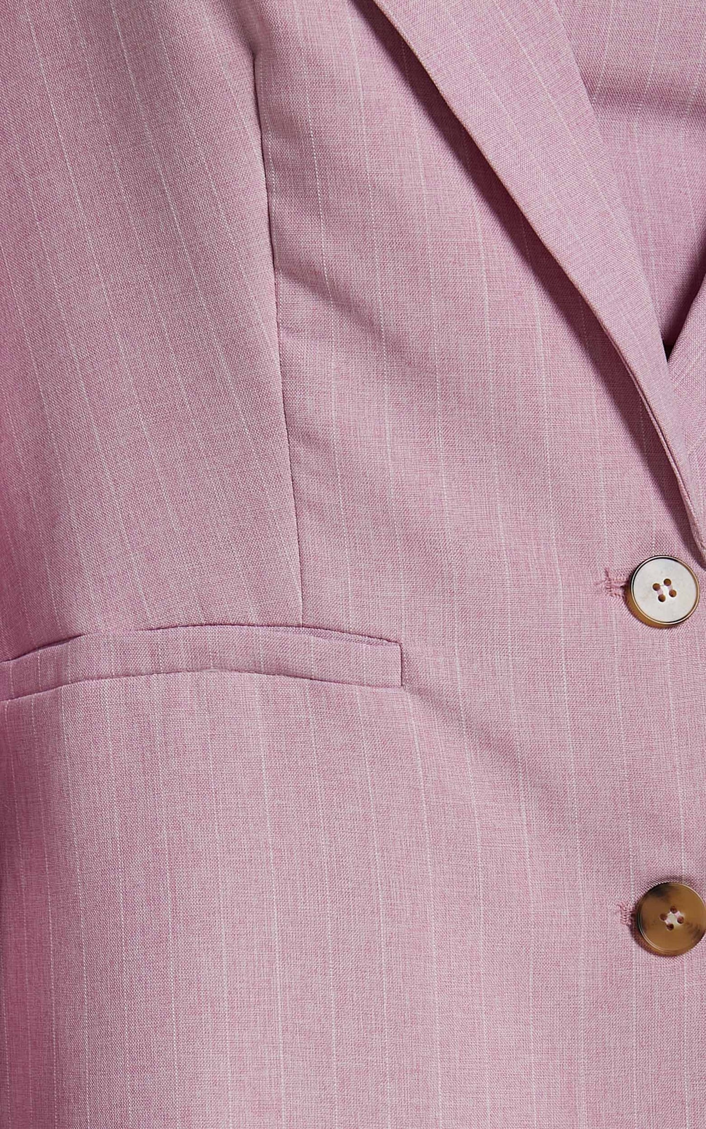 Marvilla Blazer - Single Breasted Shoulder Pad Blazer in Light Pink Pinstripe