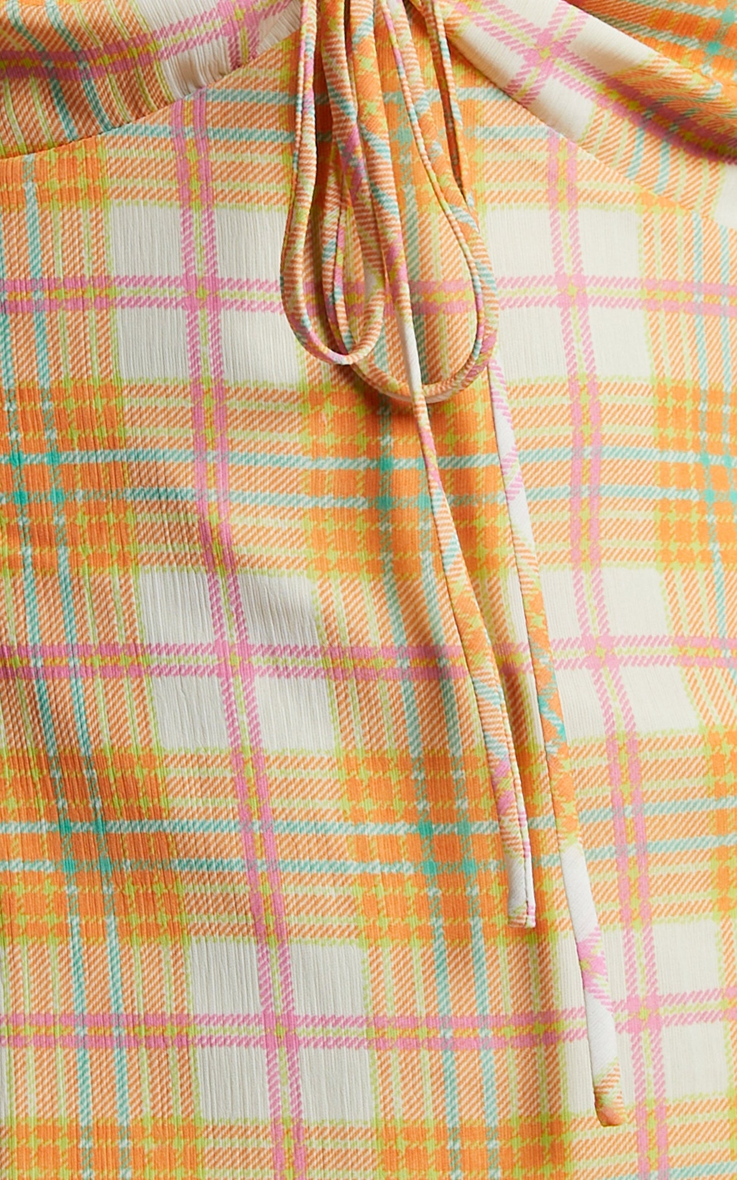 Marvy Mini Dress - Tie Bust Bias Cut Slip Dress in Summer Check