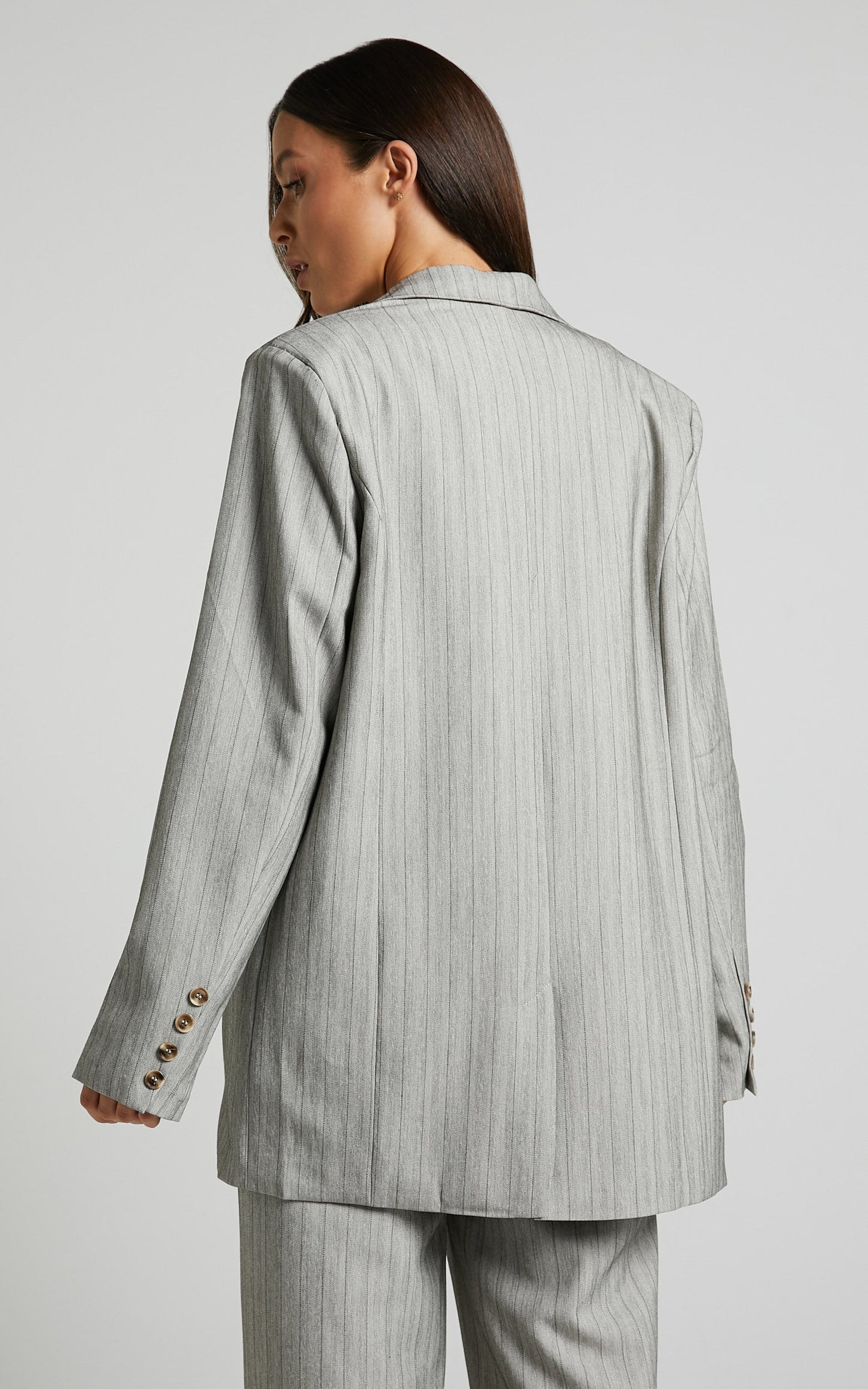 Maryanne Blazer - Oversized Blazer in Grey Pinstripe