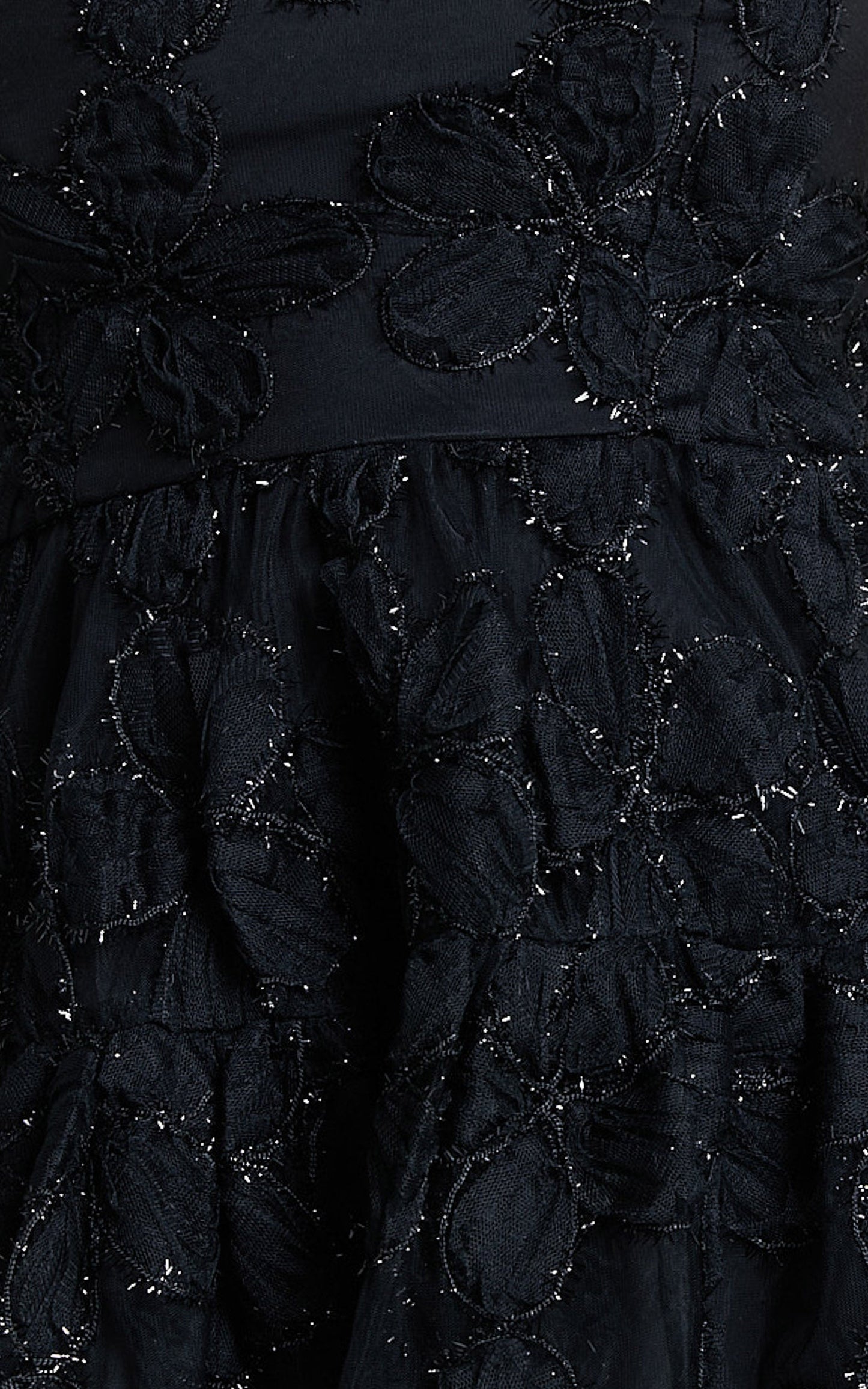 Marzy Mini Dress - Strapless Floral Detail Lace Fit and Flare Dress in Black