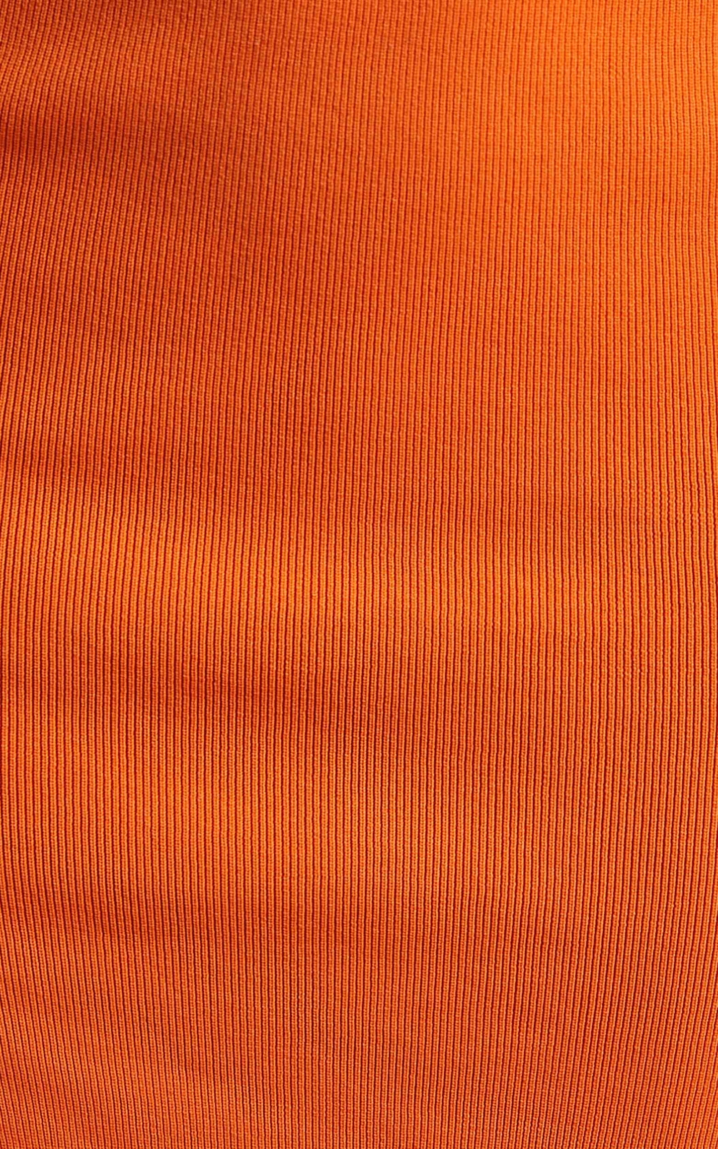 Matina Two Piece Set - Fitted Crop Top and Thigh Split Midi Skirt Ribbed Set in Orange