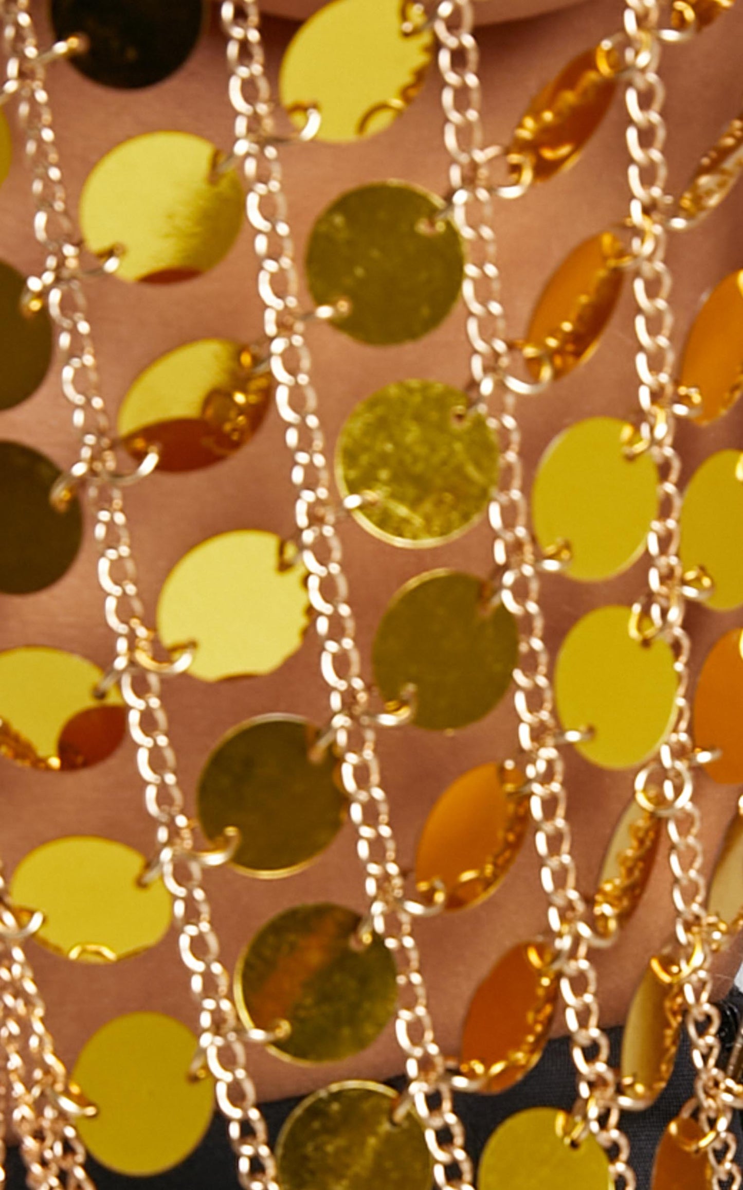 Maulani Circle Disc Chain Halter Top in Gold