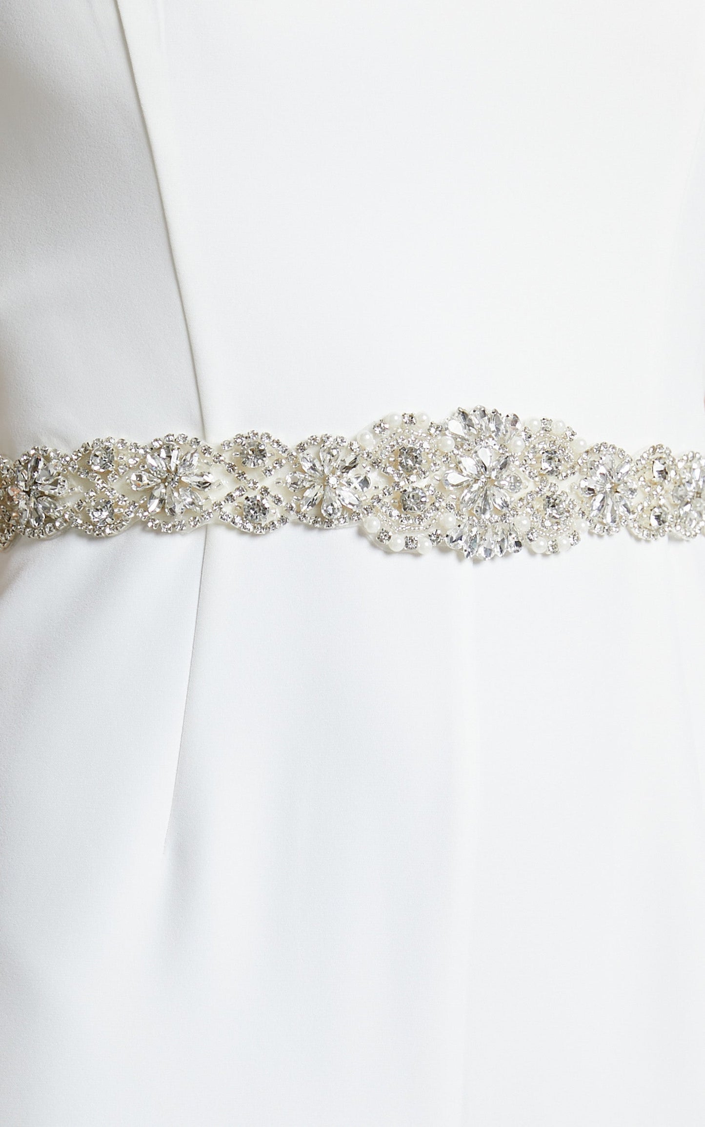 Maurizia Belt - Diamante Pearl Detail Belt in Silver