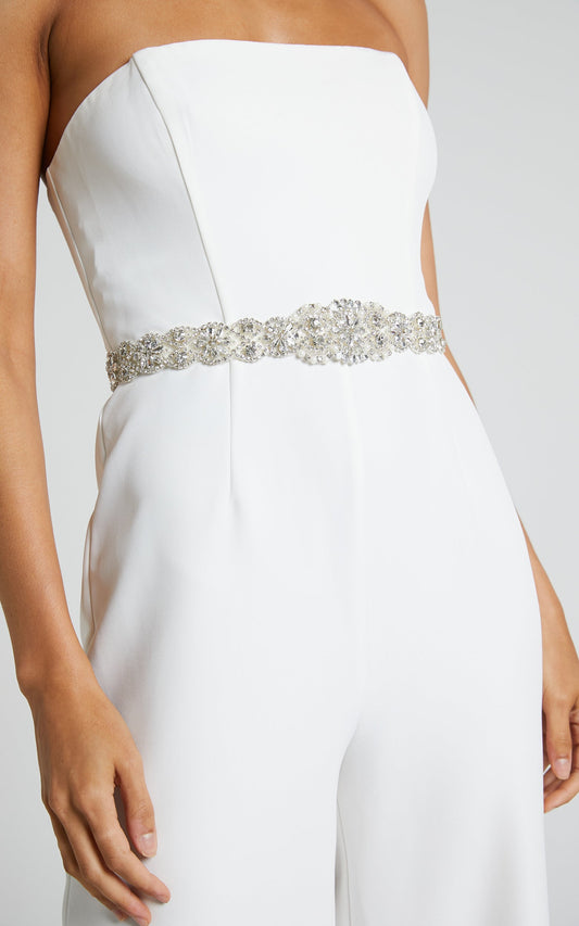 Maurizia Belt - Diamante Pearl Detail Belt in Silver