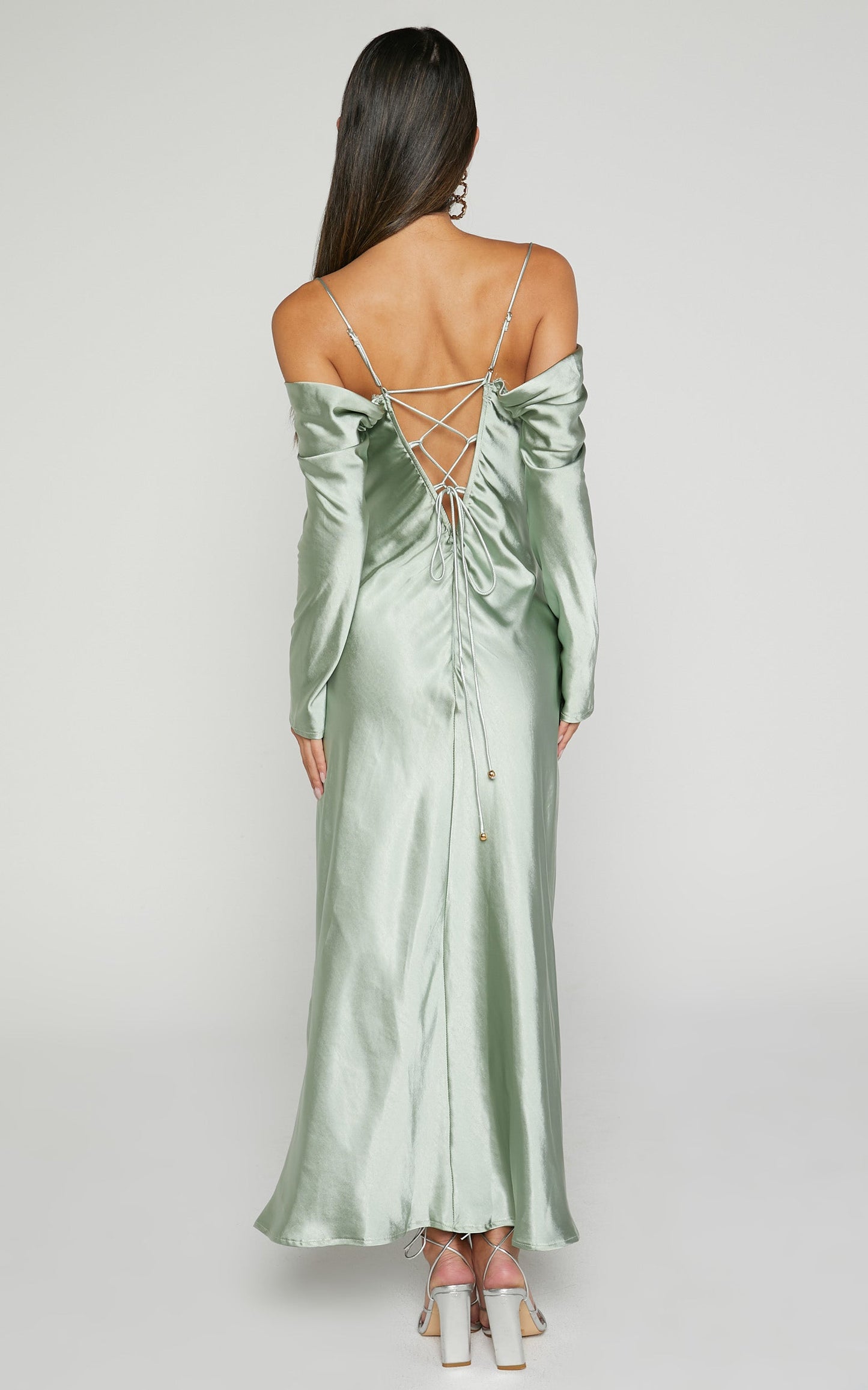 Mavey Midi Dress - Cowl Neck Long Sleeve Dress in Sage