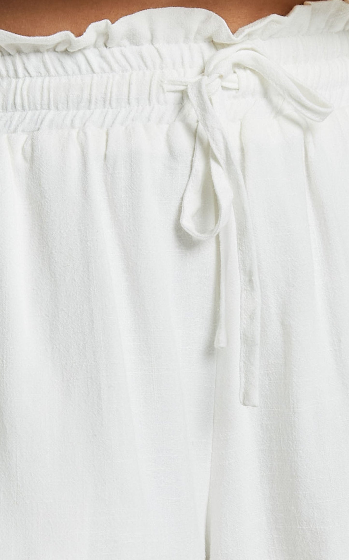 Mavi Shorts - Drawstring Paper Bag Relaxed Linen Shorts in White