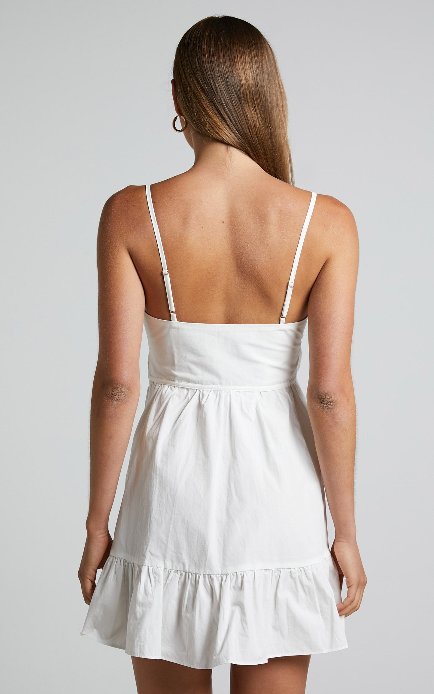 Mellie Mini Dress - V Neck Tiered Dress in White