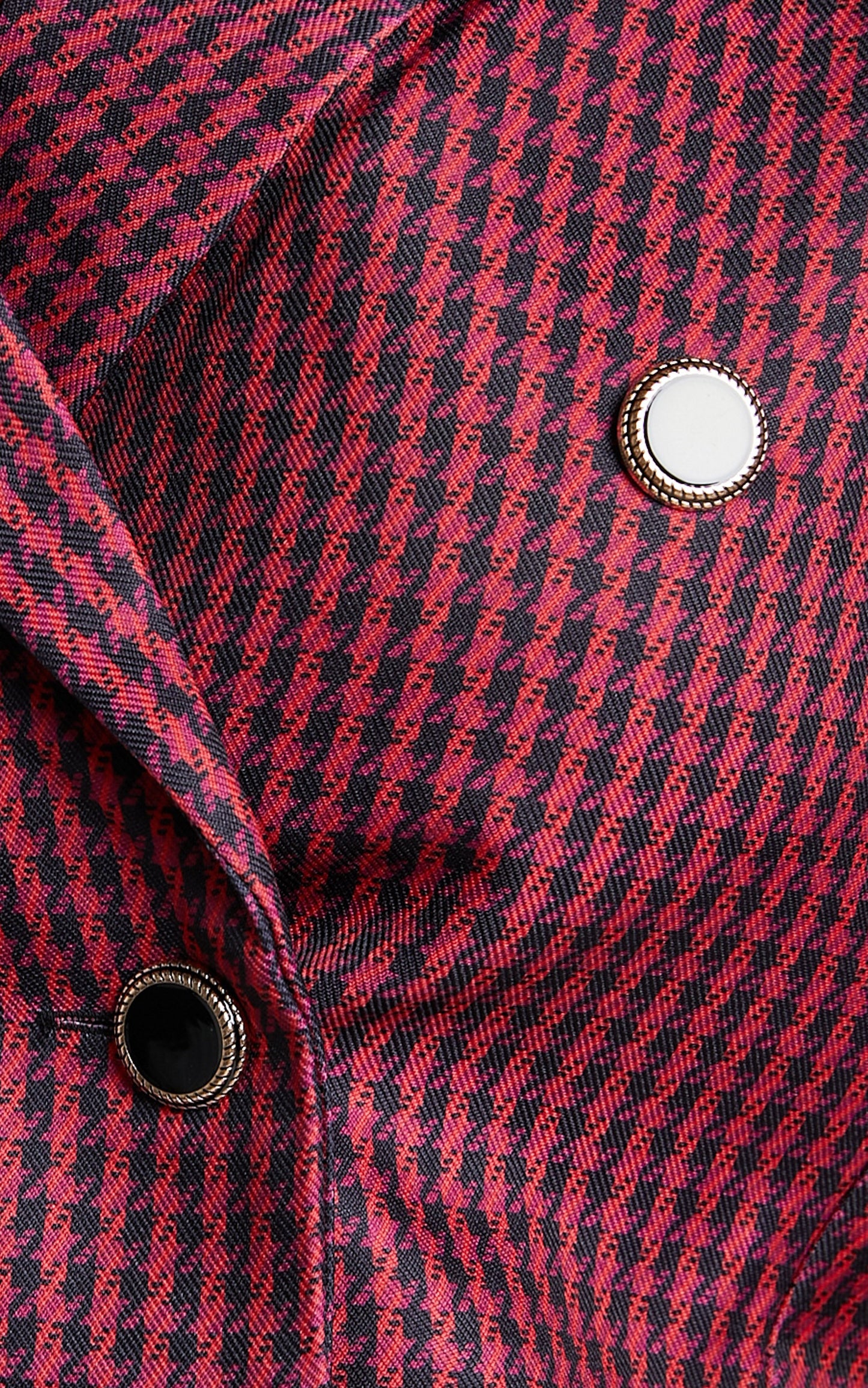 Merie Blazer - Cropped Double Breasted Houndstooth Blazer in Burgundy