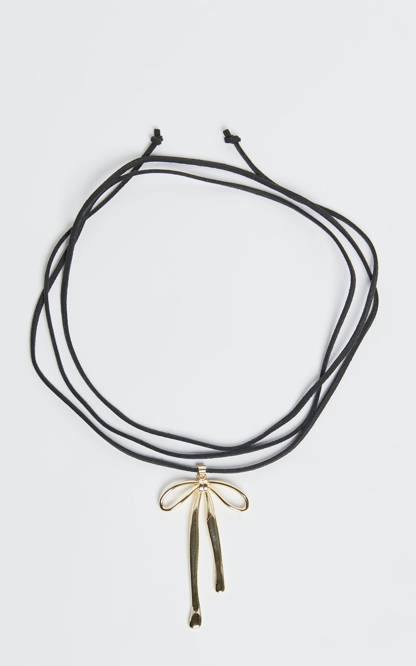 Merry Necklace - Velvet Bow Detail Tie Necklace in Black