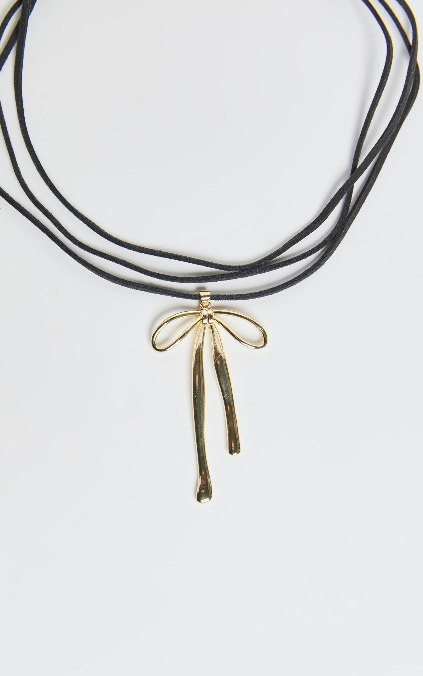 Merry Necklace - Velvet Bow Detail Tie Necklace in Black