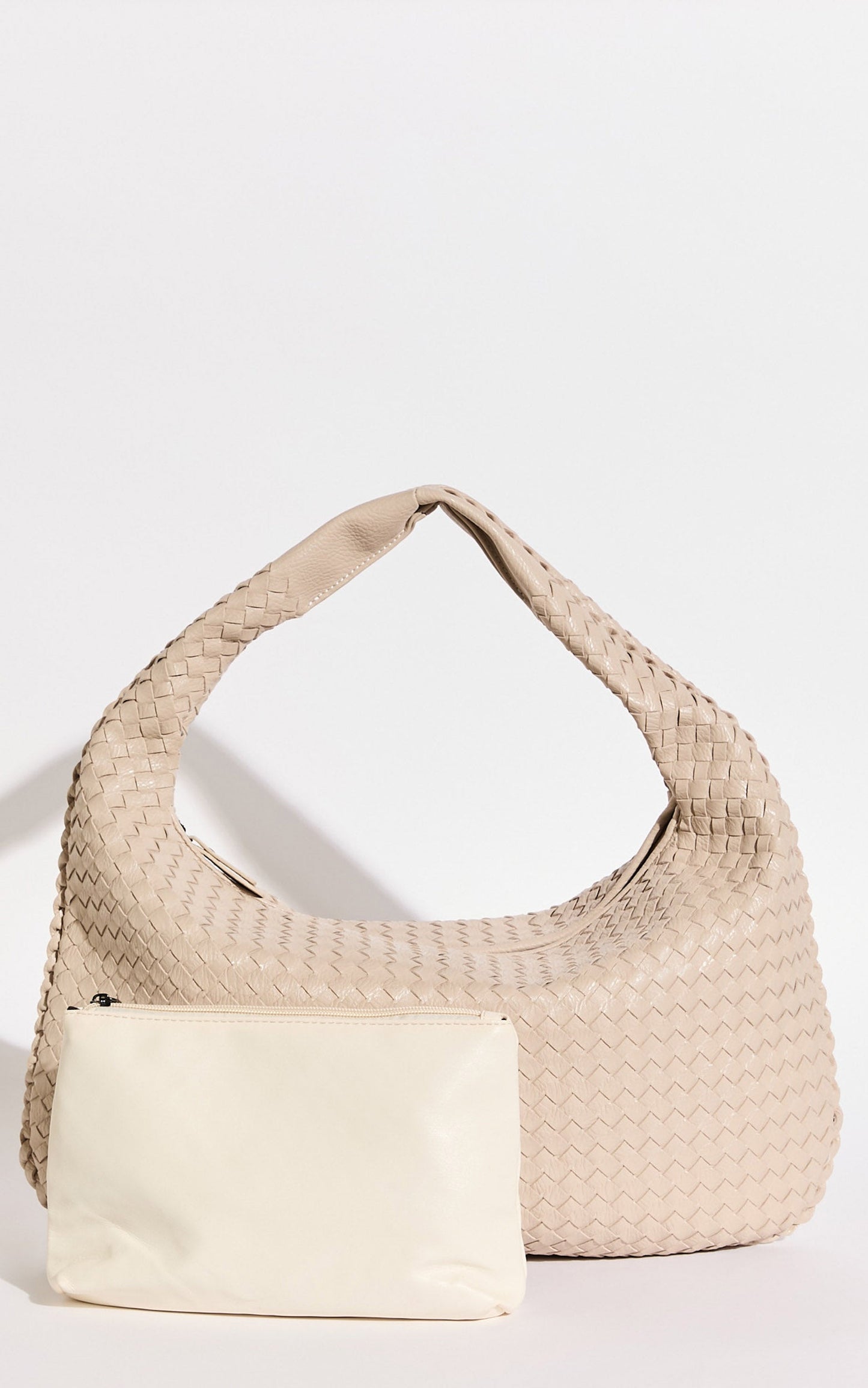 Messina Bag - Quilted Weave Shoulder Bag in Bone