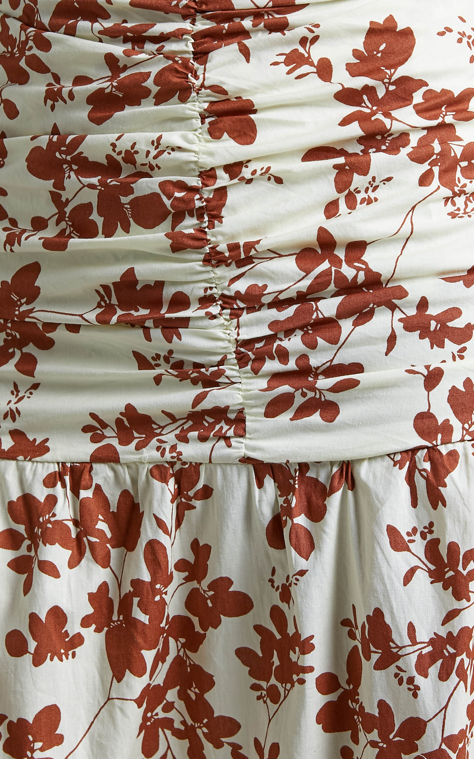 Mikaela Ruched Front Underbust Cut Out Maxi Dress in Shadow Floral