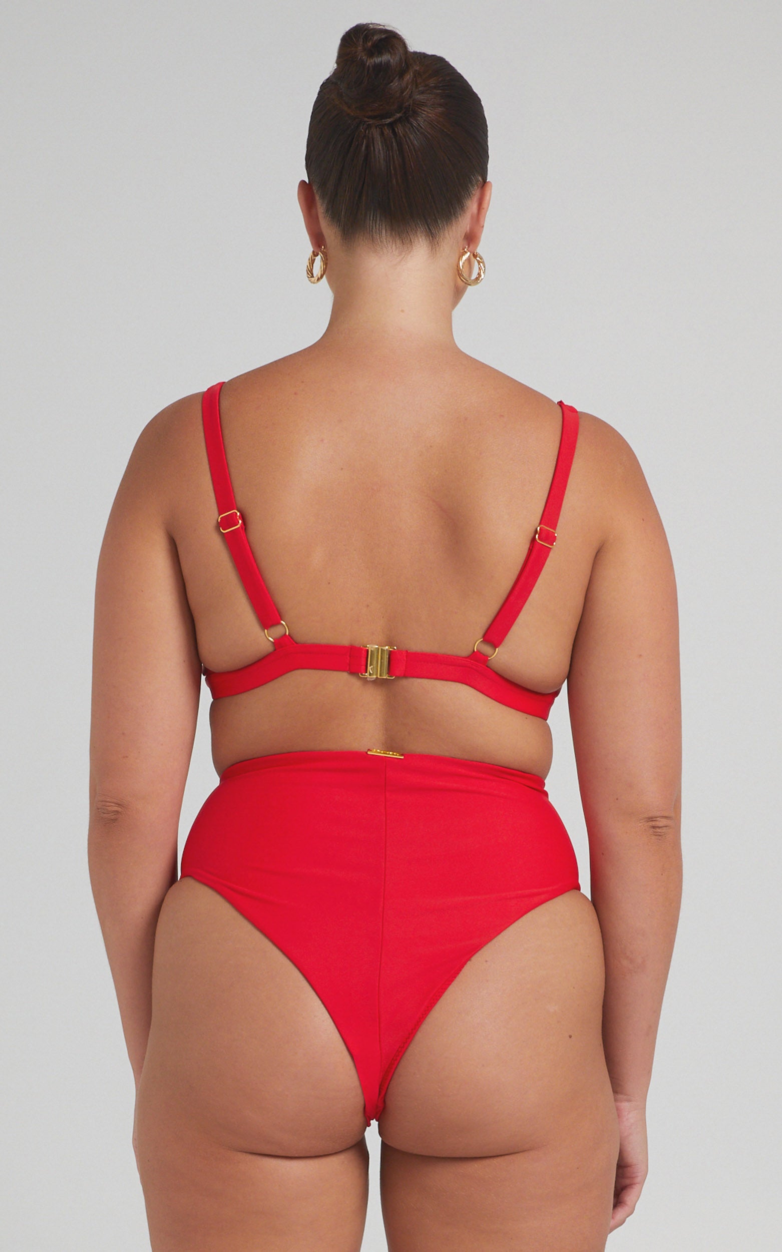 Nami Bikini Bottoms - High Waisted Bottoms in Recycled Nylon in Red