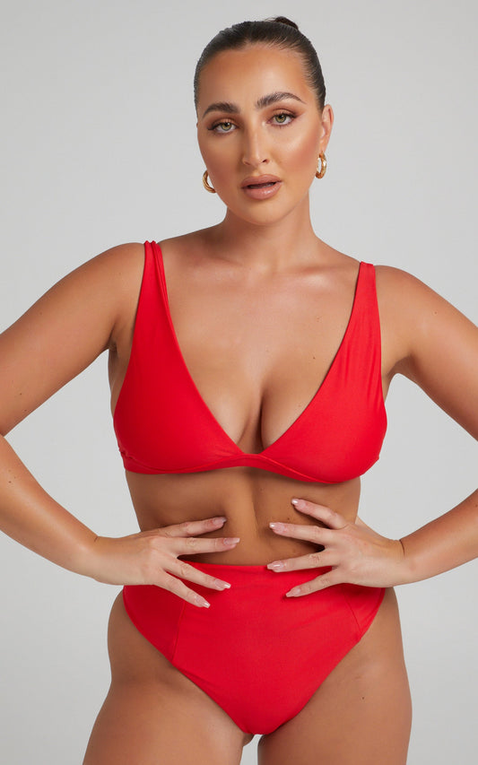 Coventina Triangle Bikini Top in Red