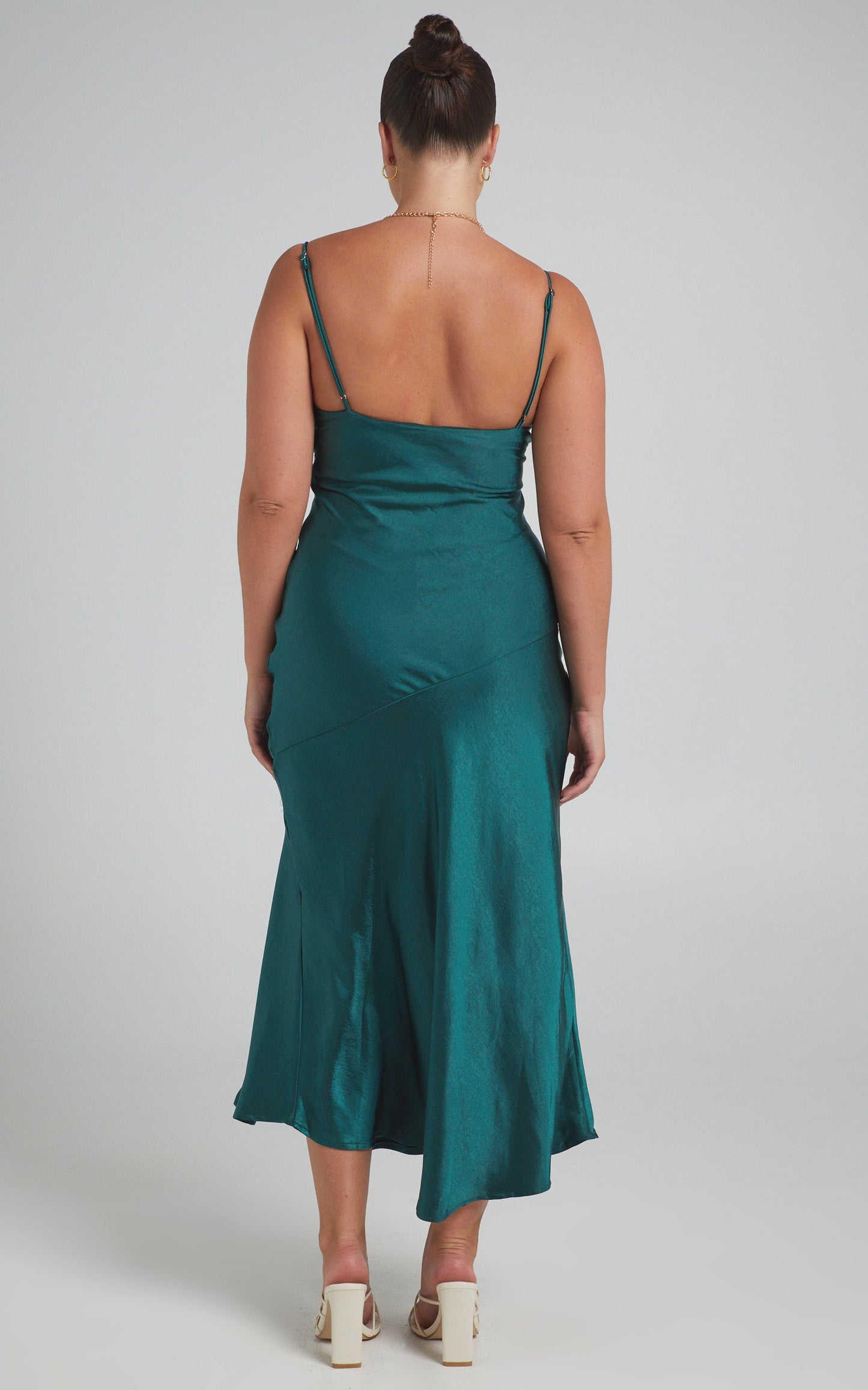 Monica Dress in Emerald Satin
