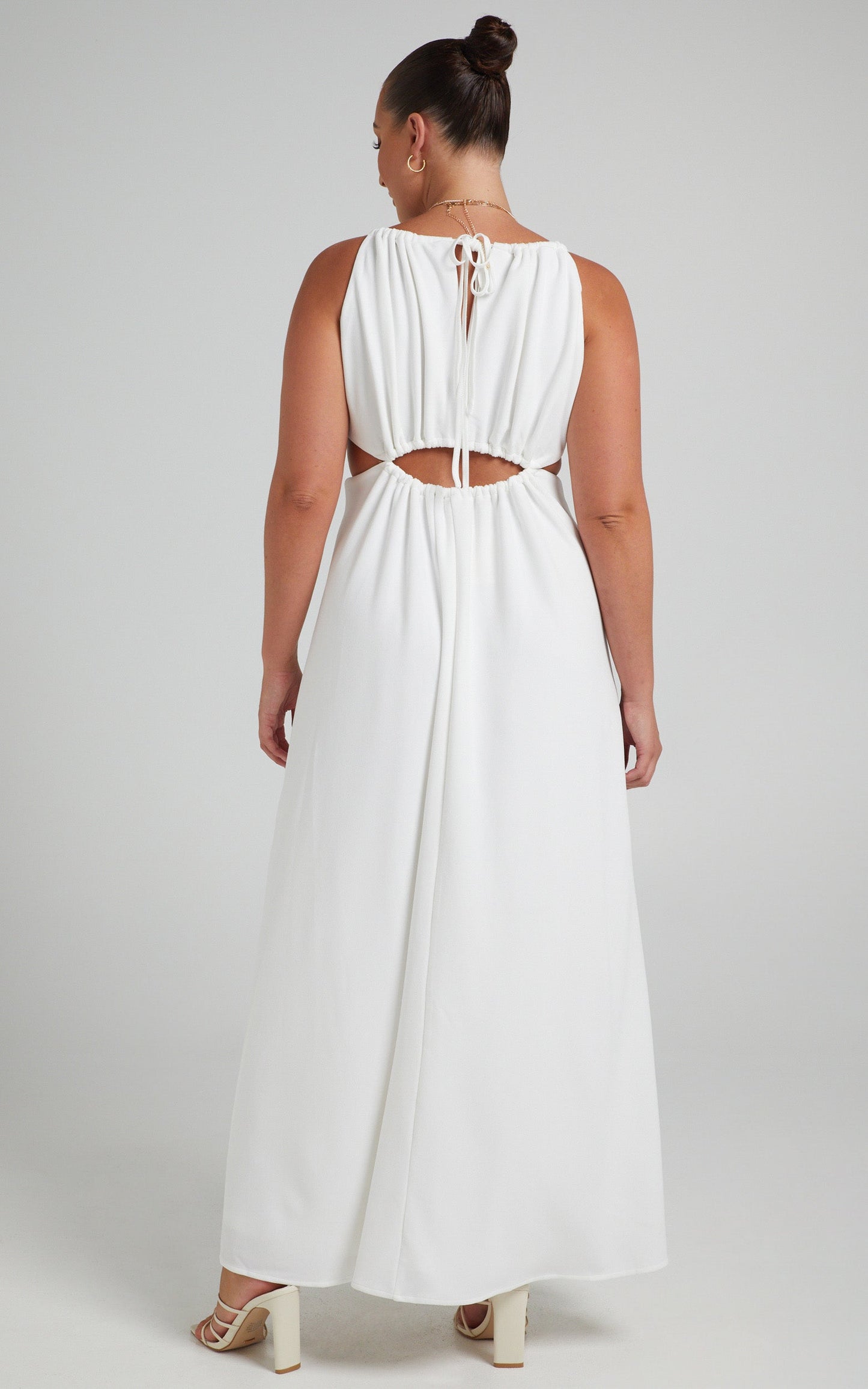 Karah Waist Detail Maxi Dress in White