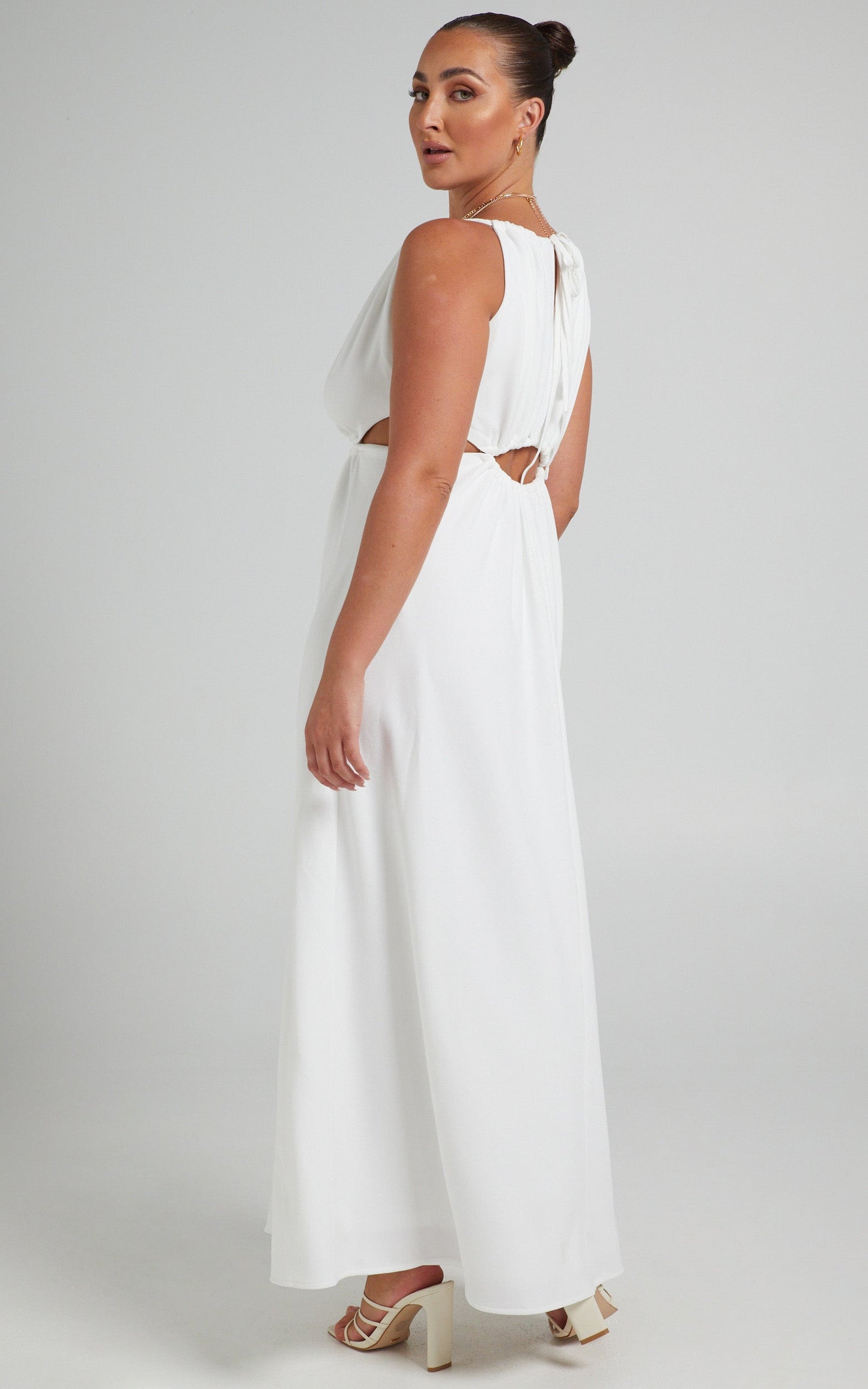 Karah Waist Detail Maxi Dress in White