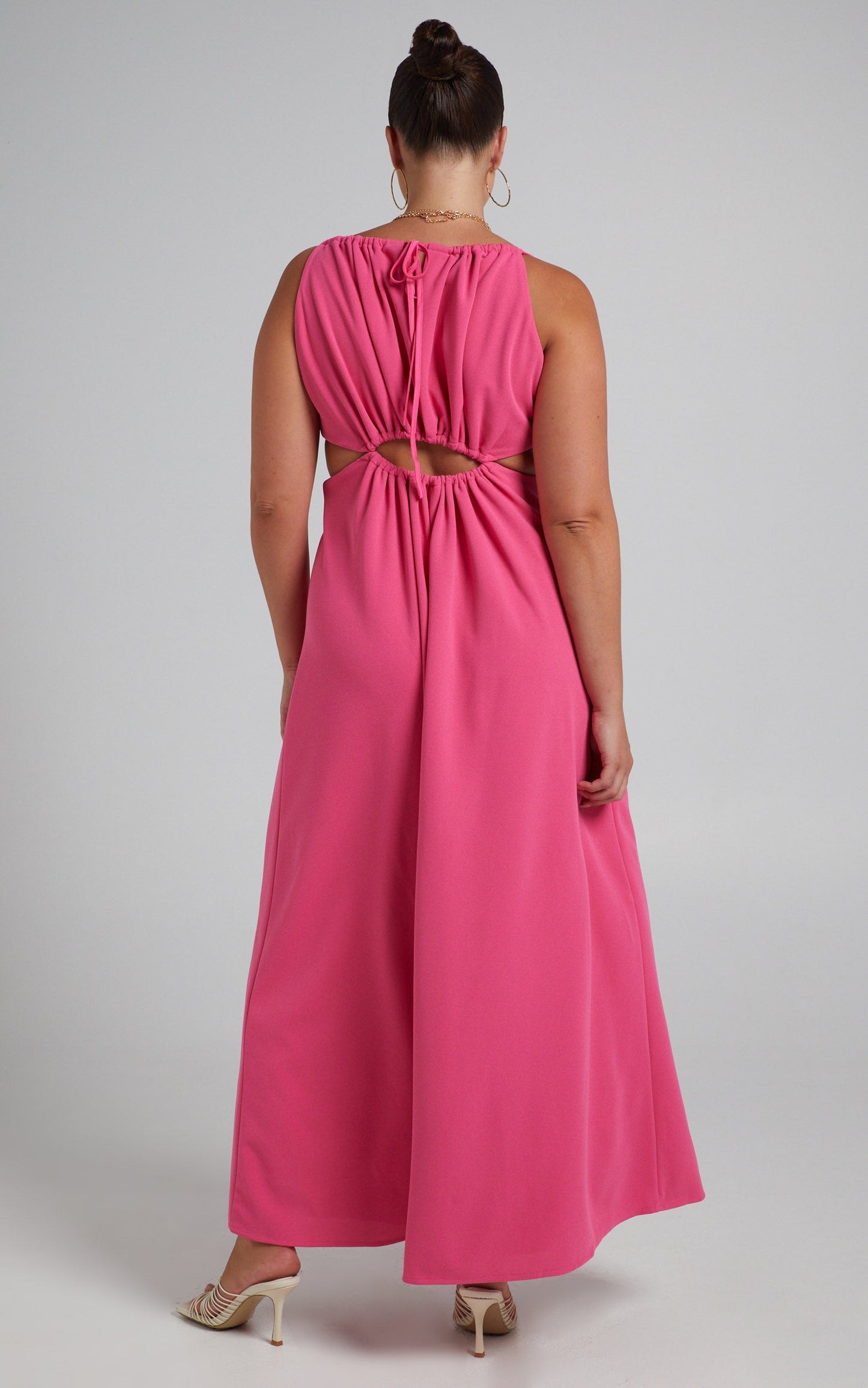 Karah Waist Detail Maxi Dress in Hot Pink