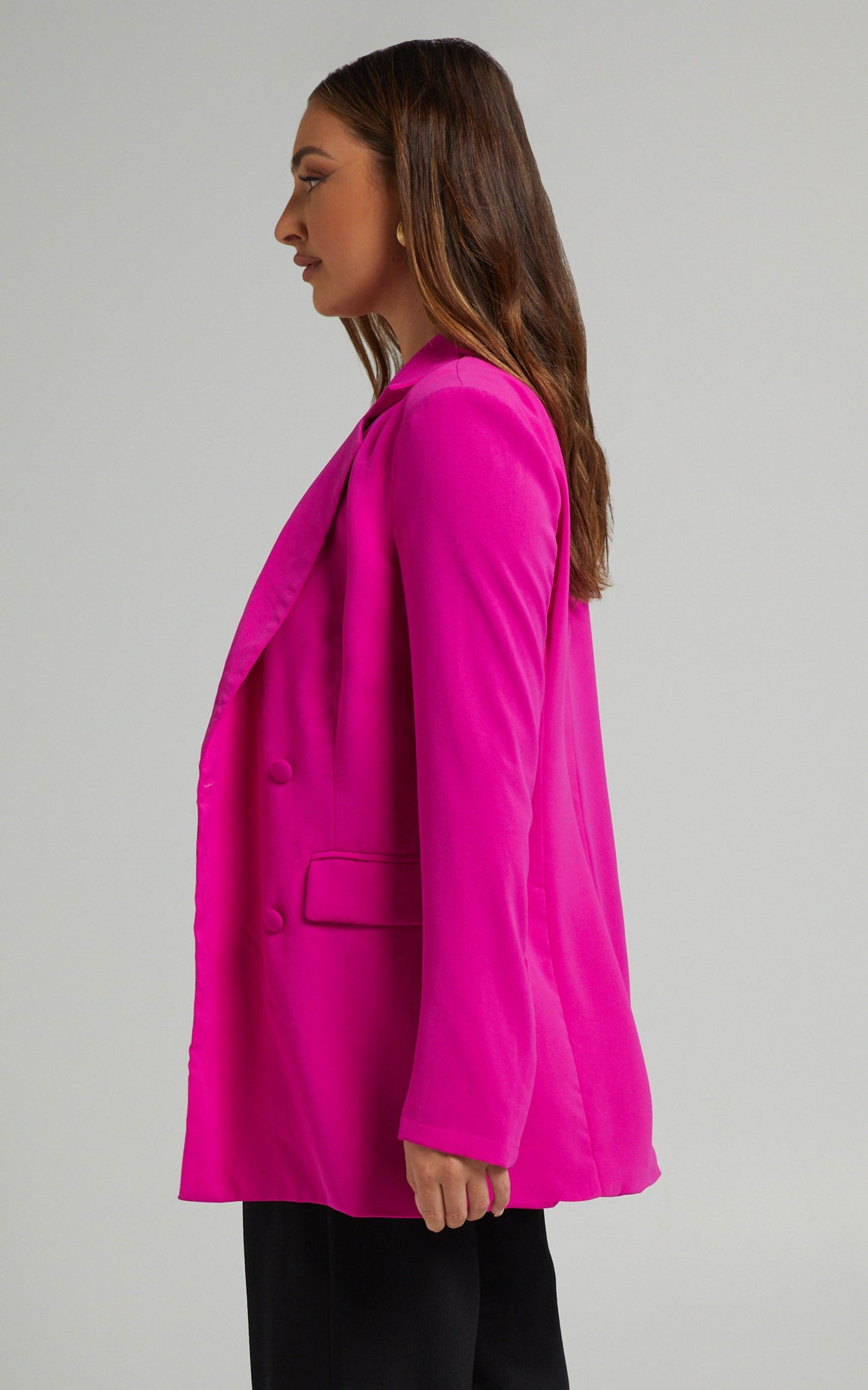Quick To Win Blazer - Double Breasted Blazer in Hot Pink