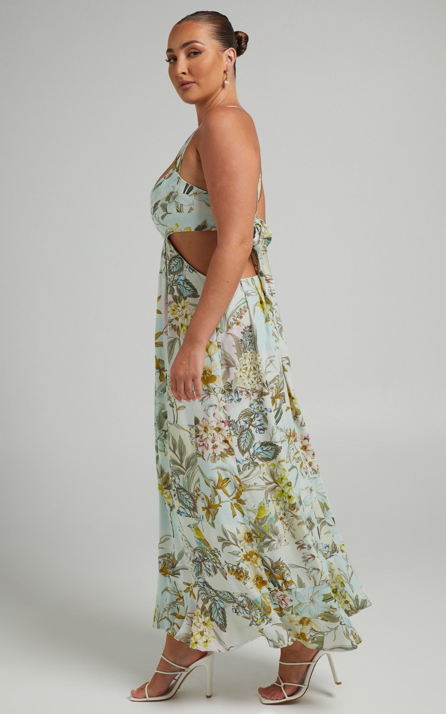 Rhoda Side Cut Out Maxi Dress in Boho Patchwork