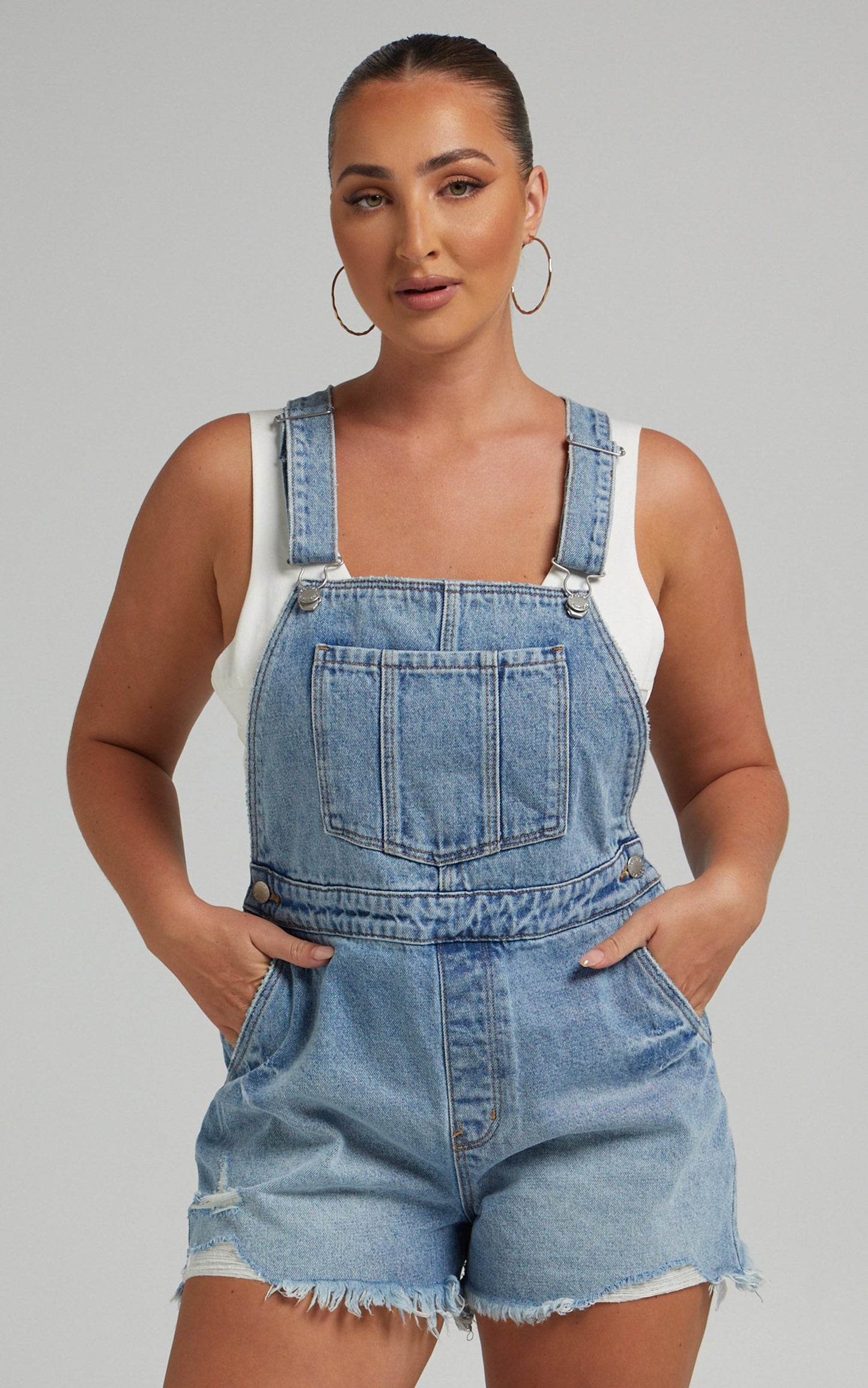 Rollas - ORIGINAL SHORT OVERALL in SYLVIE BLUE