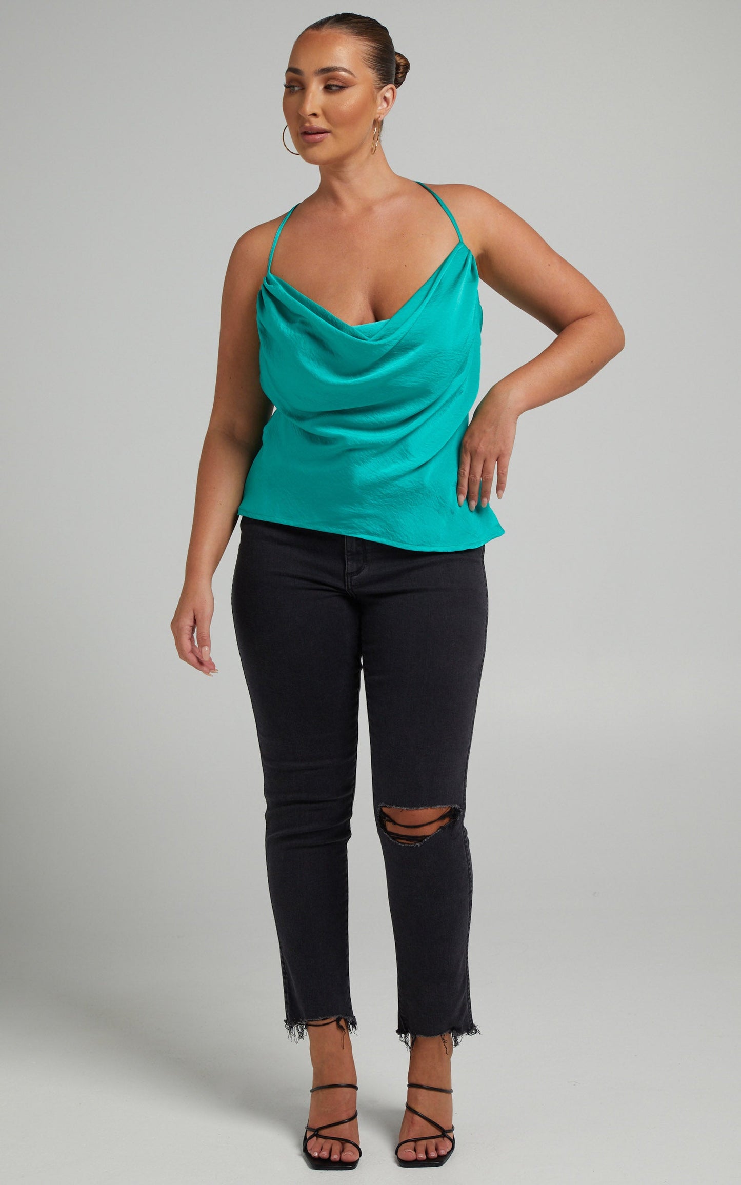 Krisinta Cowl Neck Cami in Teal