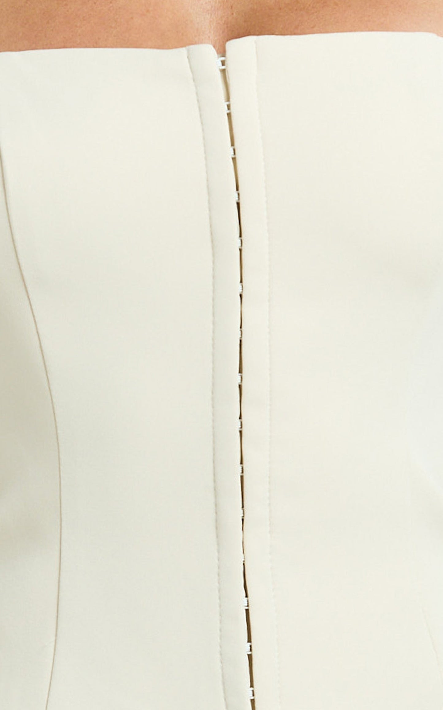 Mikey Top - Straight Neck Hook and Eye Corset Top in Sand