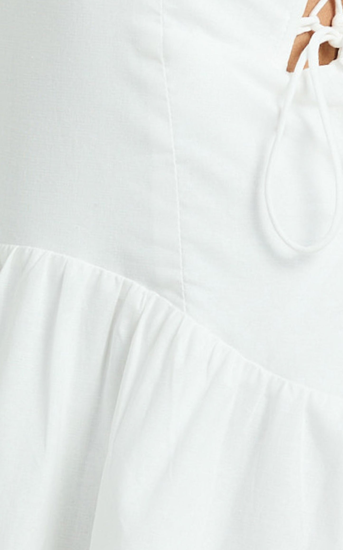 Mikkie Midi Dress - Strapless Drop Waist Side Detailing Dress in White