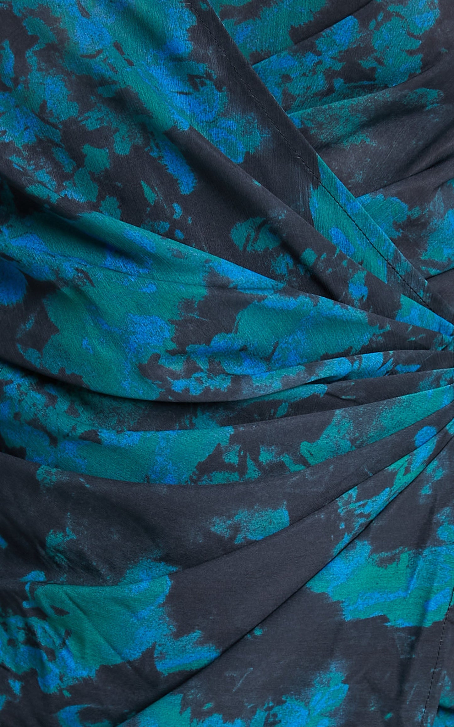 Mirski Mini Dress - Balloon Sleeve Wrap Dress in Jewel Blur