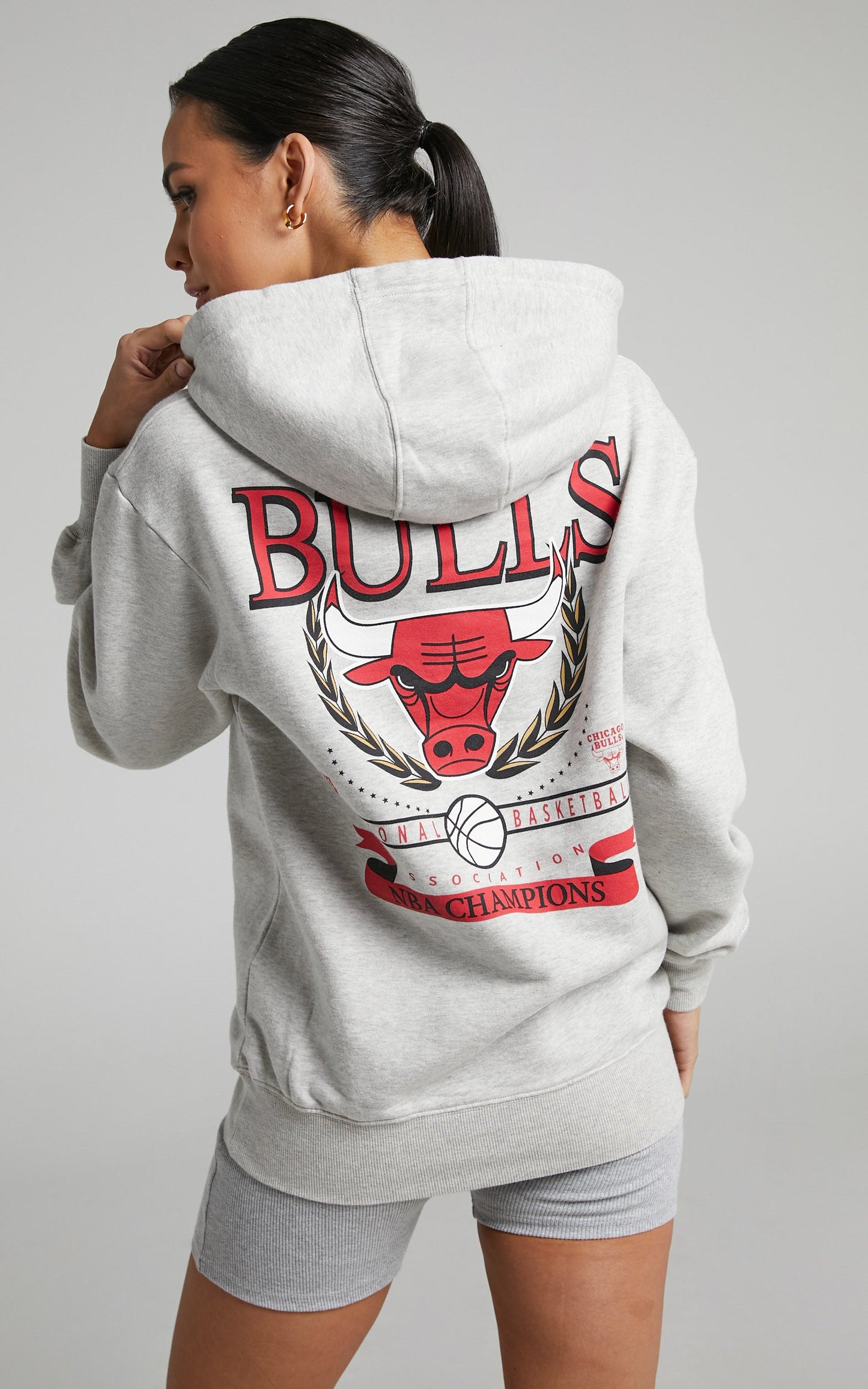 Mitchell & Ness -Chicago Bulls CHAMPIONS BOYFRIEND HOODIE in Vintage Grey Marle
