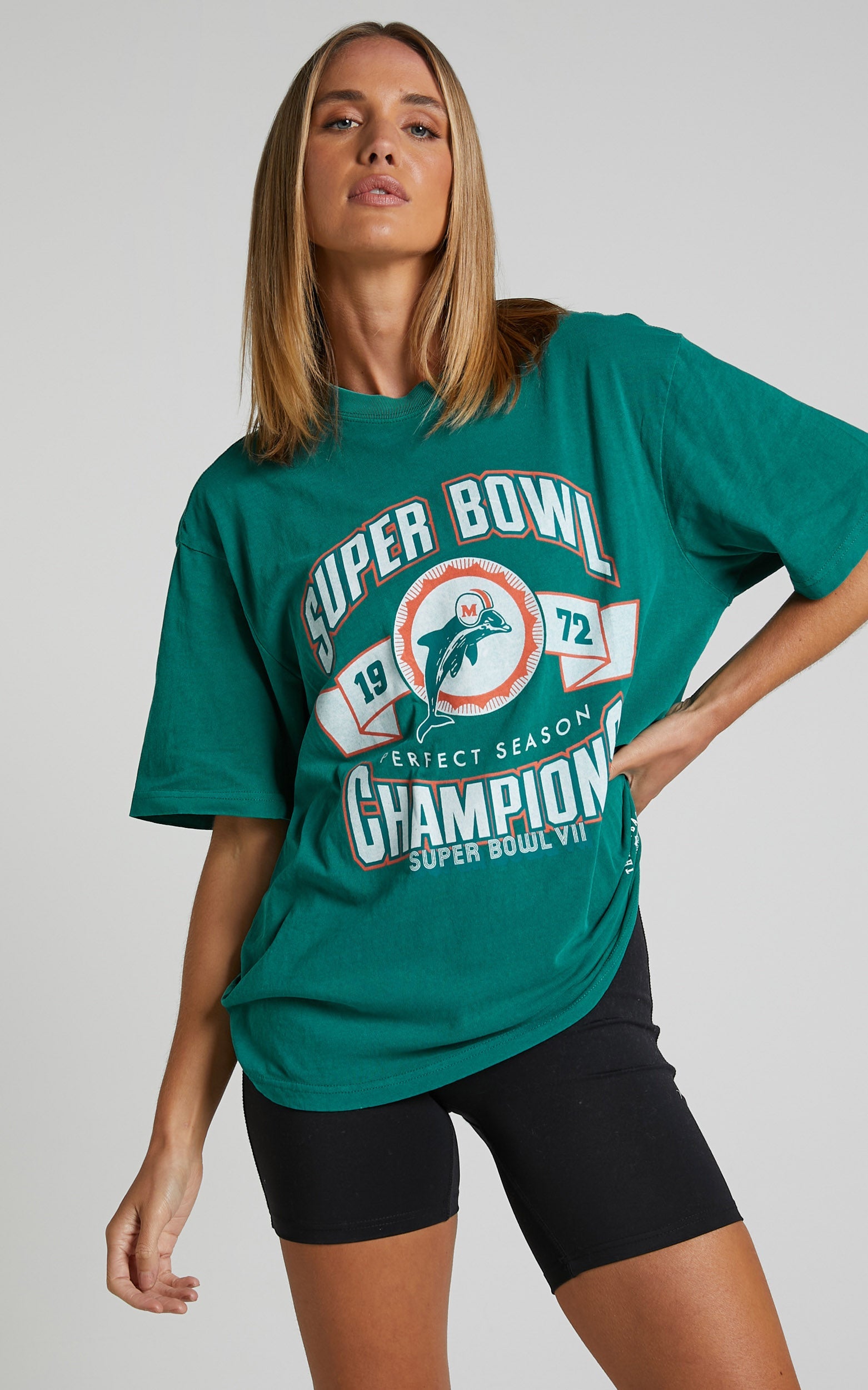Mitchell & Ness - Miami Dolphins Perfect Season Tee in Faded Teal