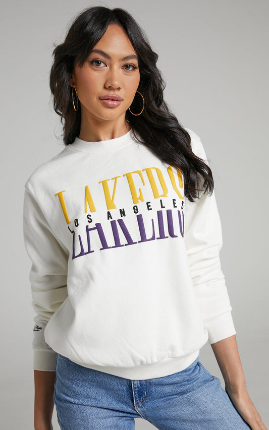 Mitchell & Ness - Vintage Keyline LA Lakers Jumper in Vintage White