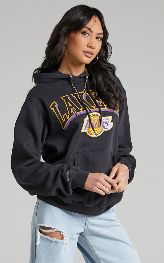 Mitchell & Ness - LA Lakers Vintage Keyline Logo Hoodie in Faded Raven