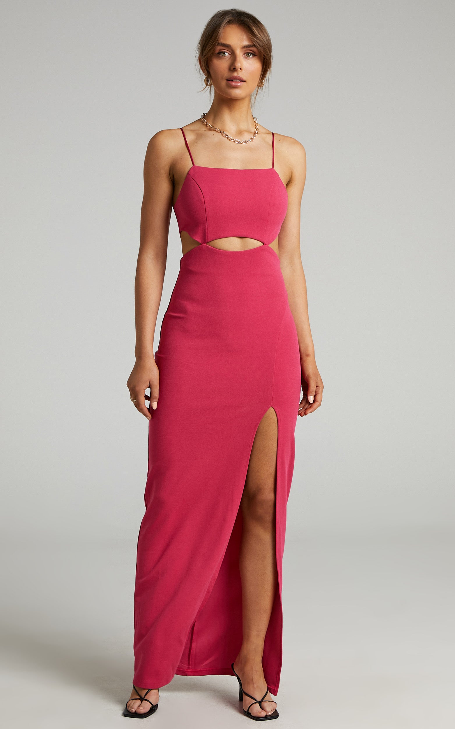 Monet Cut Out Underbust Dress in Hot Pink