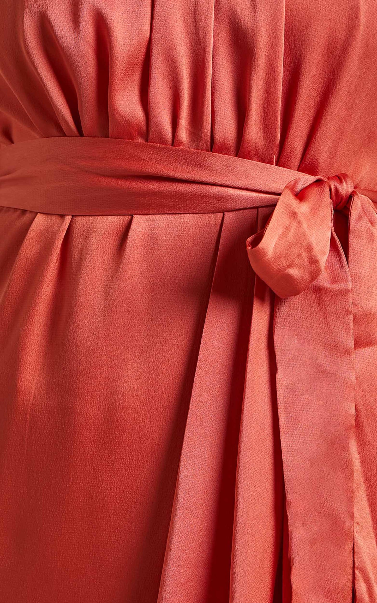 Montreal Midi Dress with High Neckline in Rust Satin