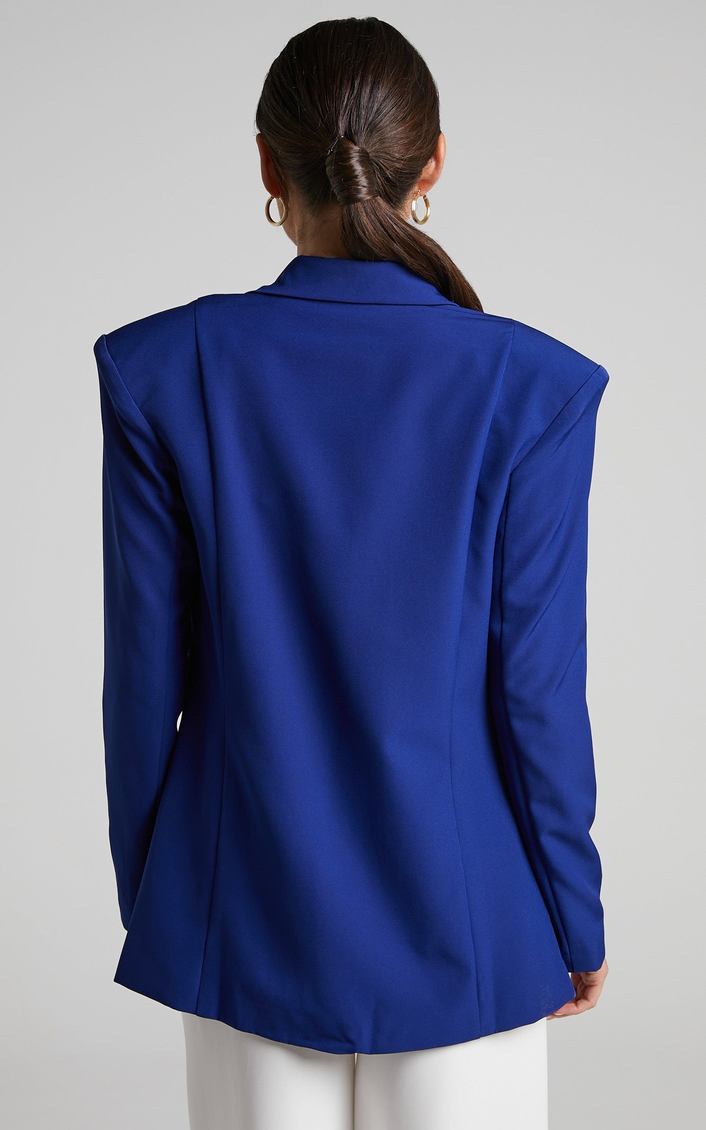 Morisset Blazer - Single Breasted Shoulder Pad Blazer in Blue