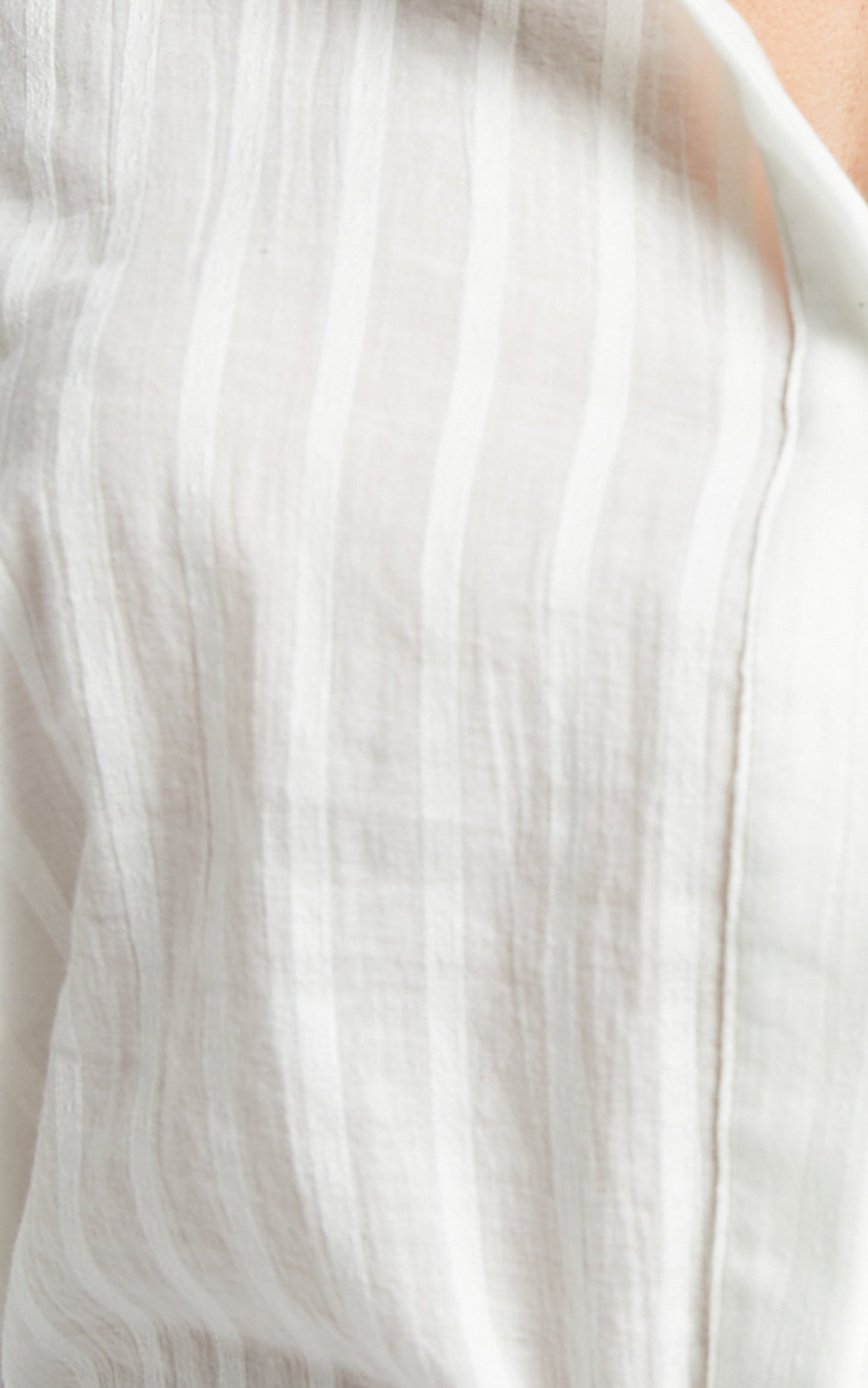 Mortez Top - Collared Button Through Shirred Detail Shirt in White