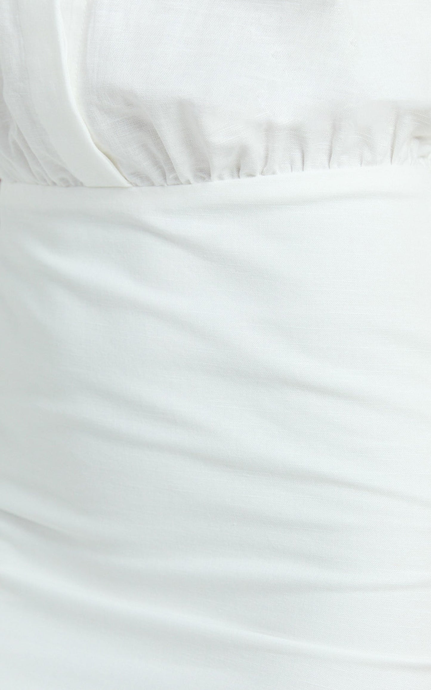 Muriel Mini Dress - Blouson Linen Blend Shirt Dress in Off White