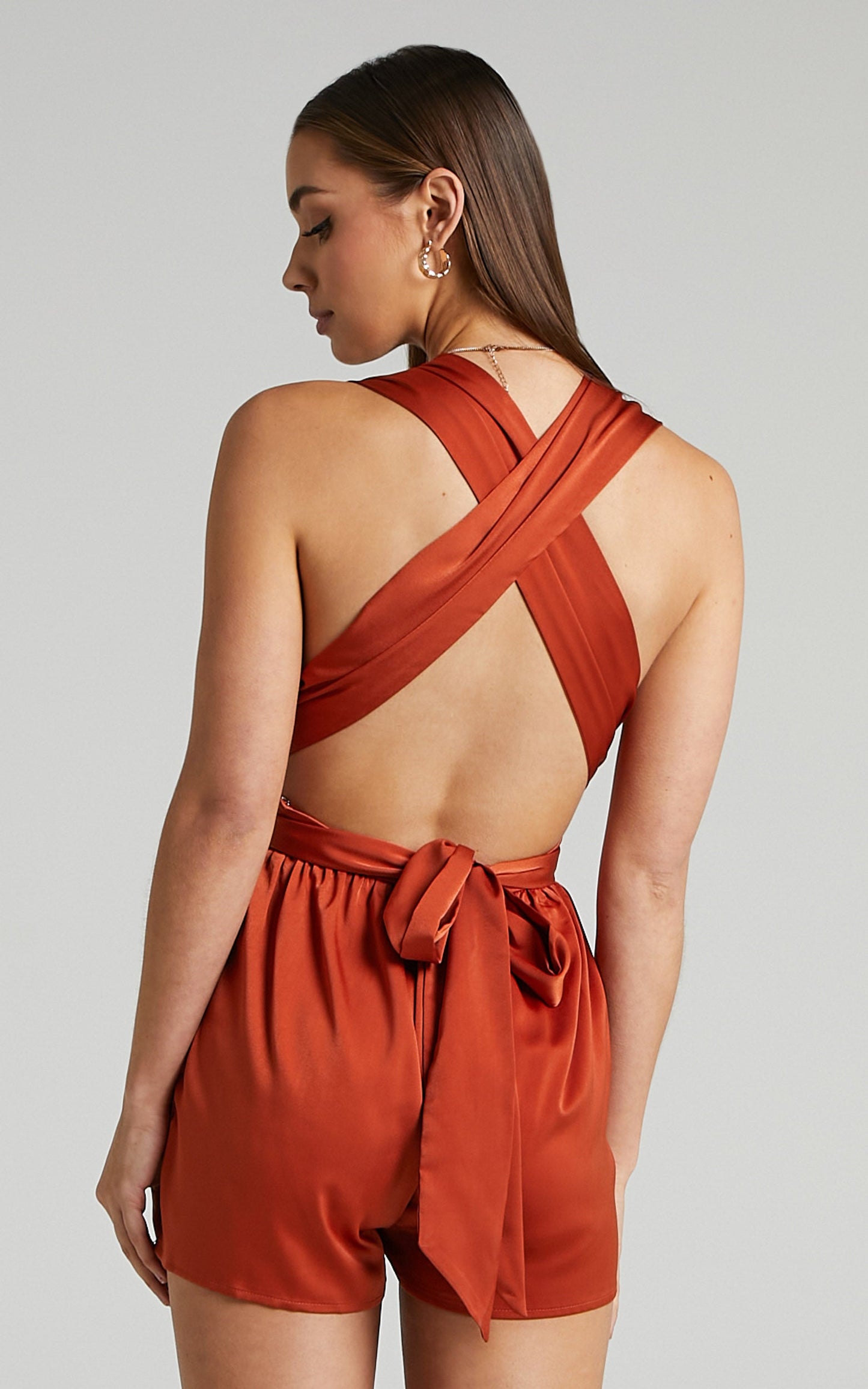 Clay Multi Tie Playsuit in Copper