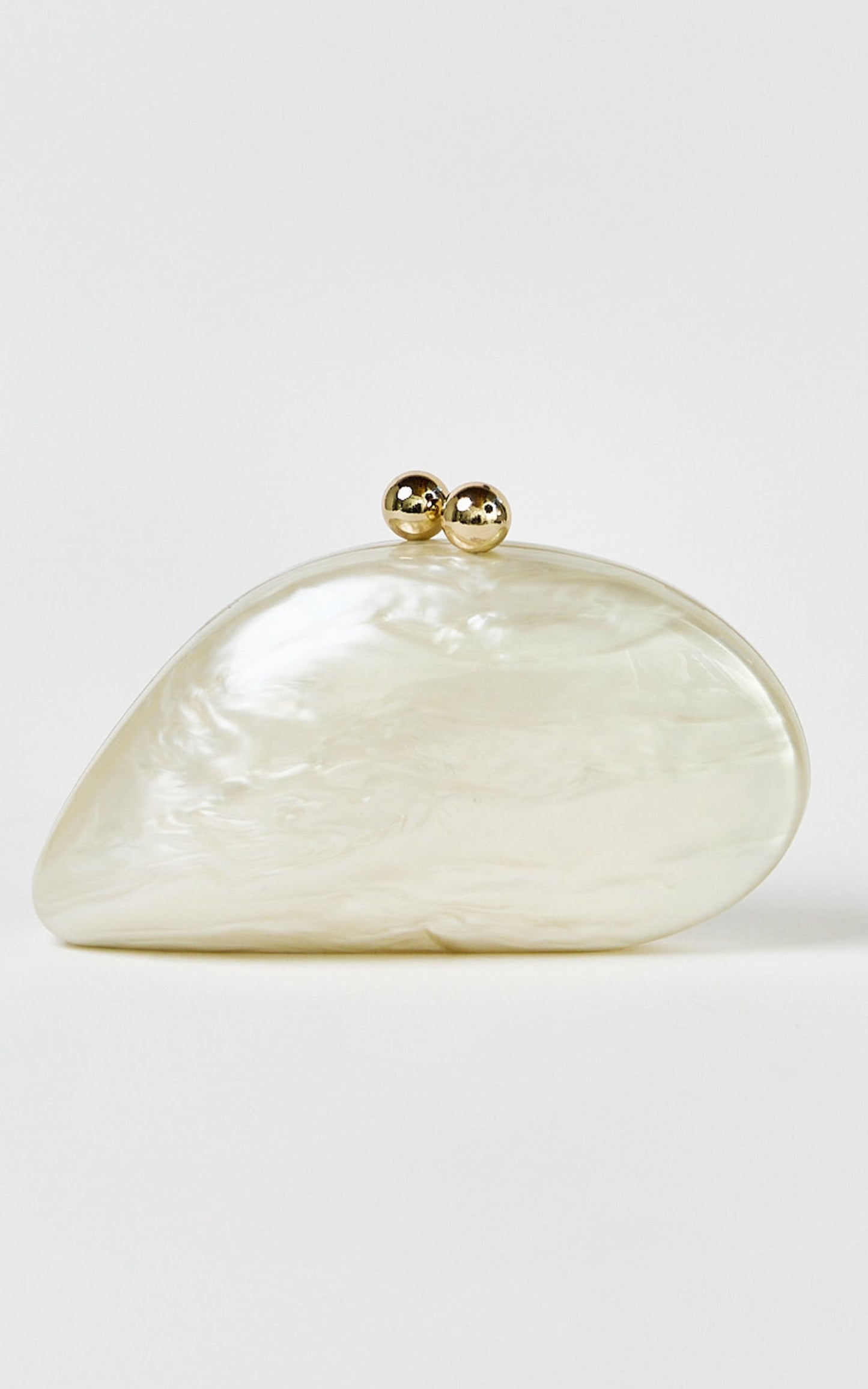 Nami Clutch Bag with Hardware Detail in Pearl