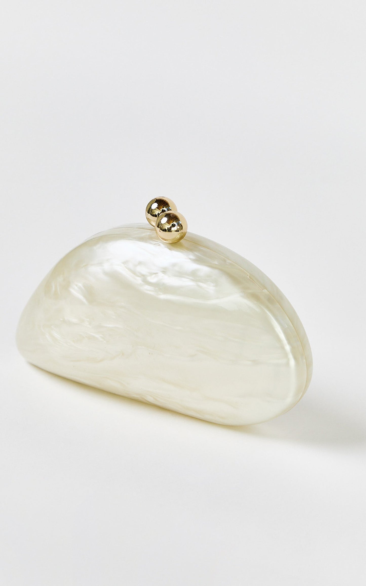 Nami Clutch Bag with Hardware Detail in Pearl