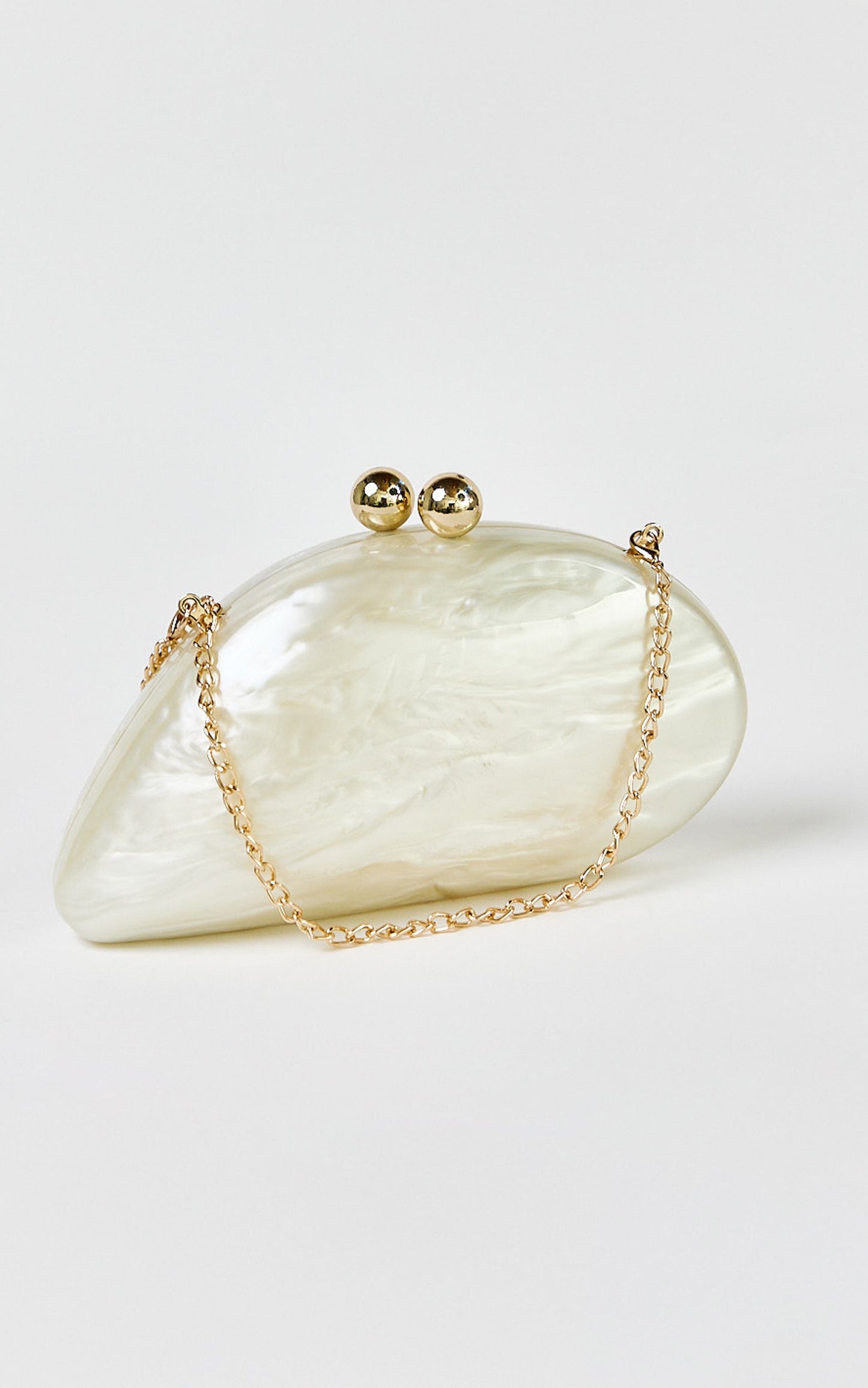 Nami Clutch Bag with Hardware Detail in Pearl
