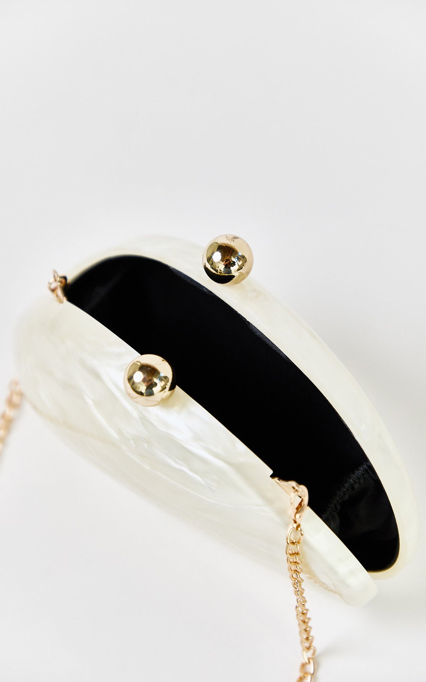 Nami Clutch Bag with Hardware Detail in Pearl