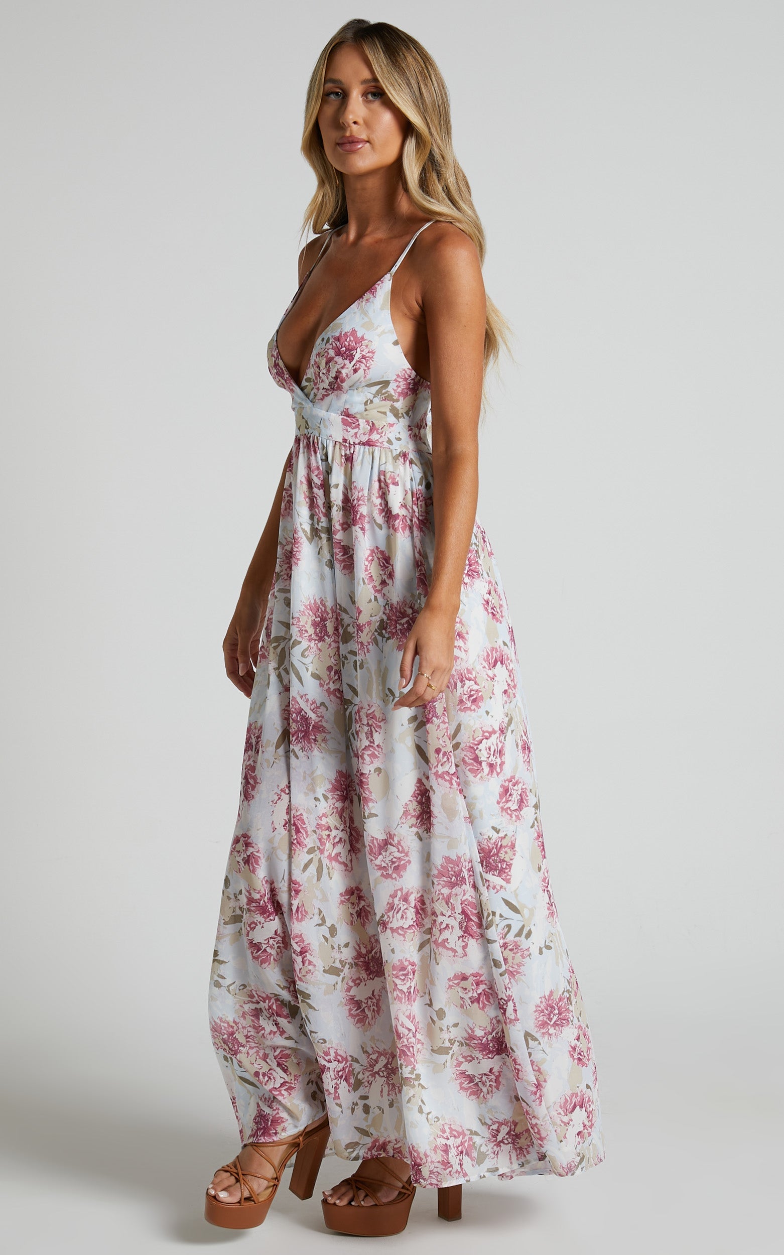 Namrah Midi Dress - Formal Dress in White Floral